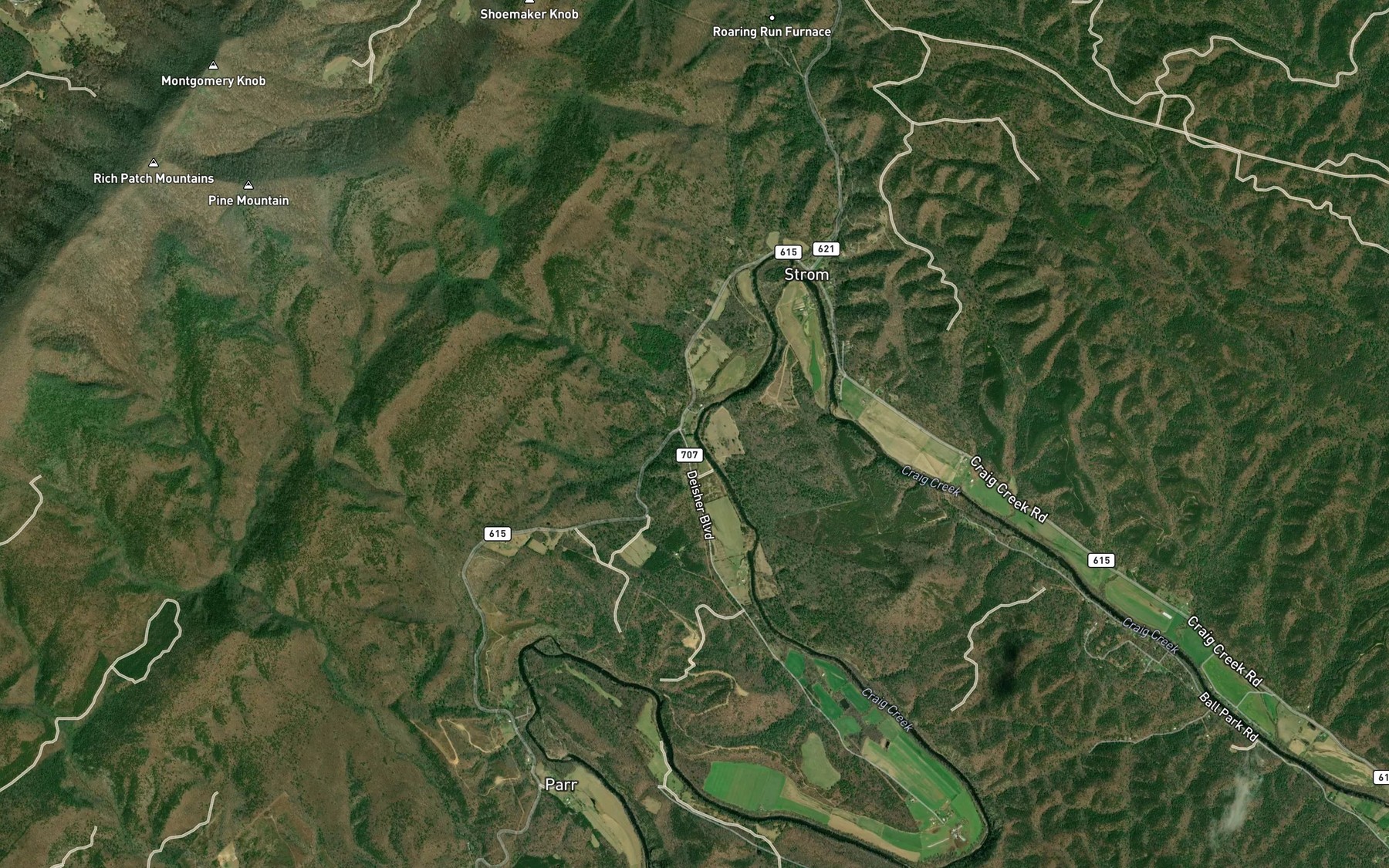 Satellite map of the Wolf Branch