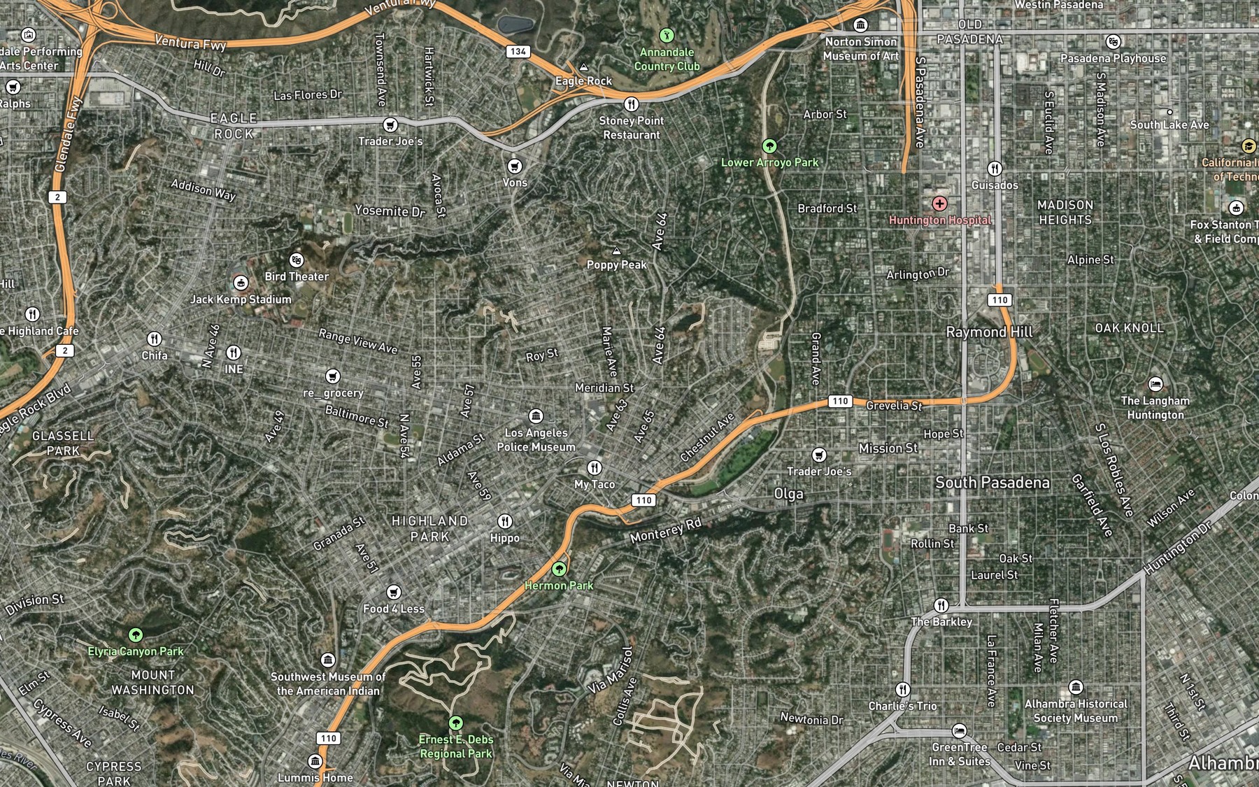 Satellite map of the Highland Reservoir