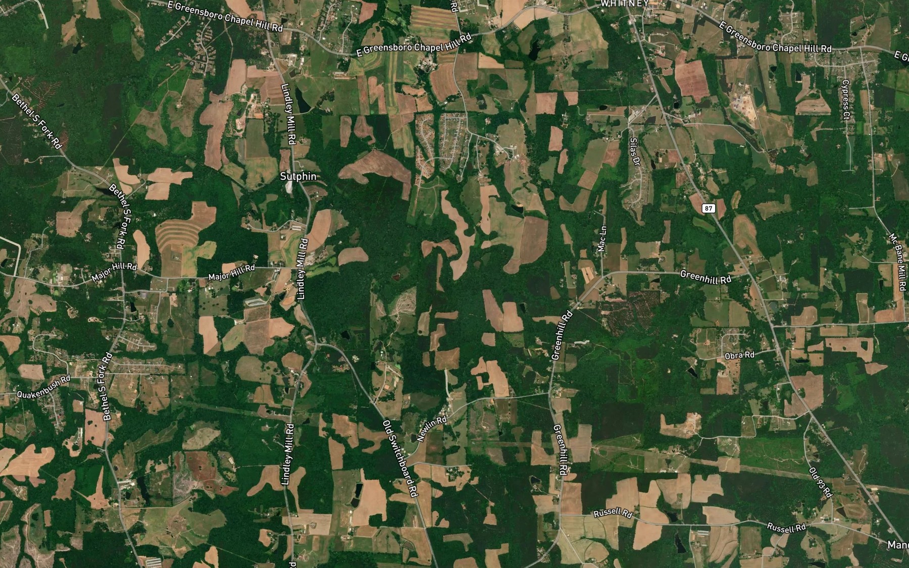 Satellite map of the Pine Branch