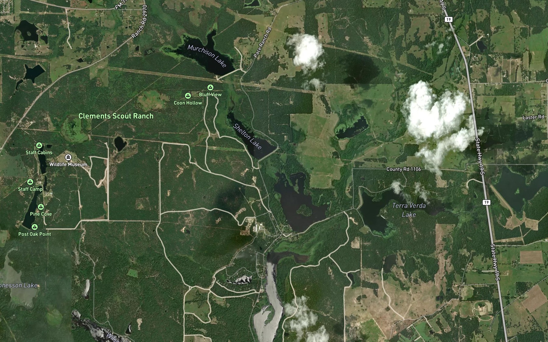 Satellite map of the Shelton Mill Branch