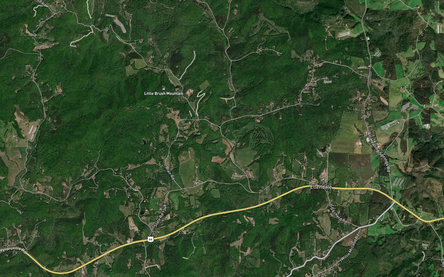 Satellite map of the White Creek
