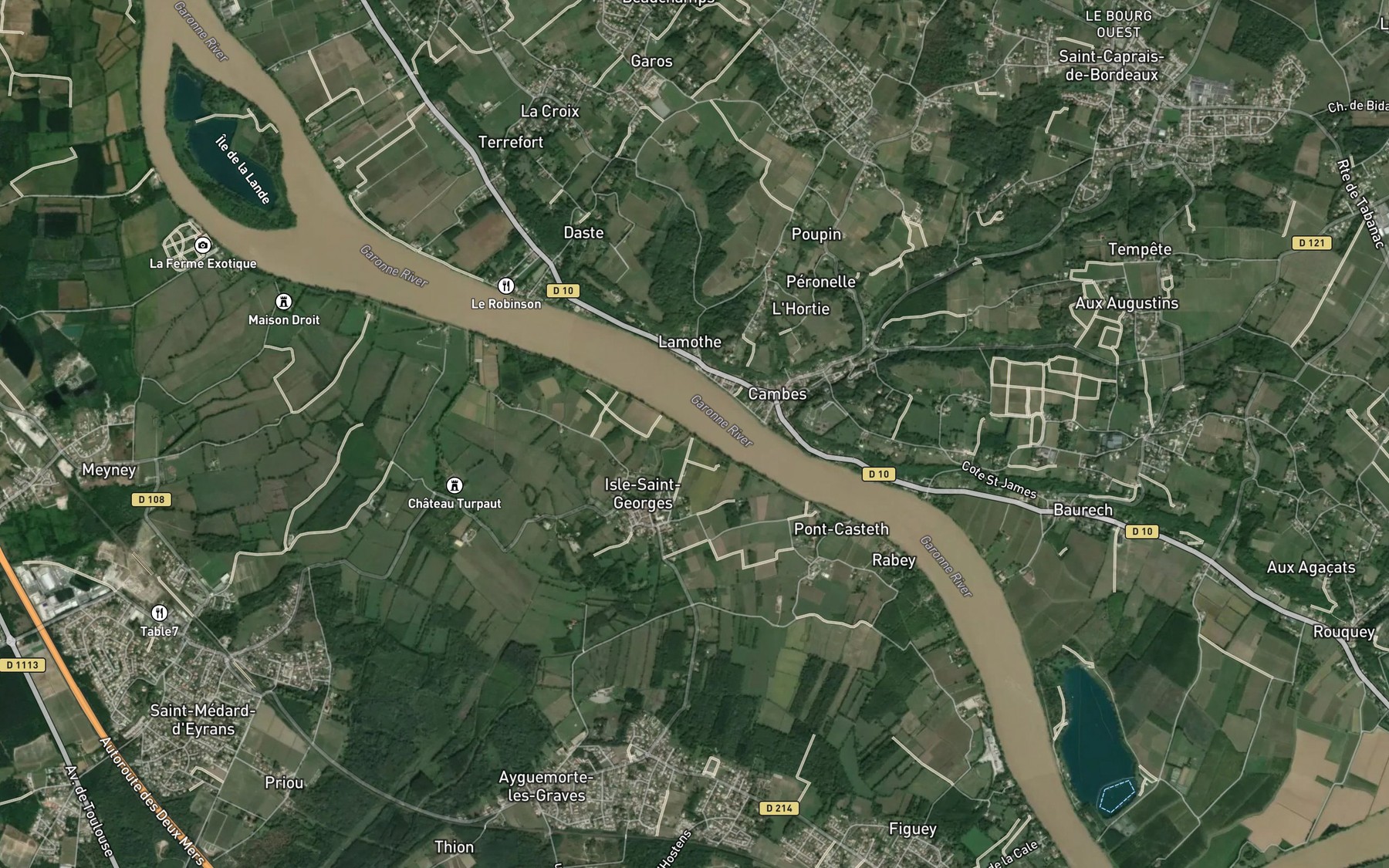 Satellite map of the Ruisseau le Saucats