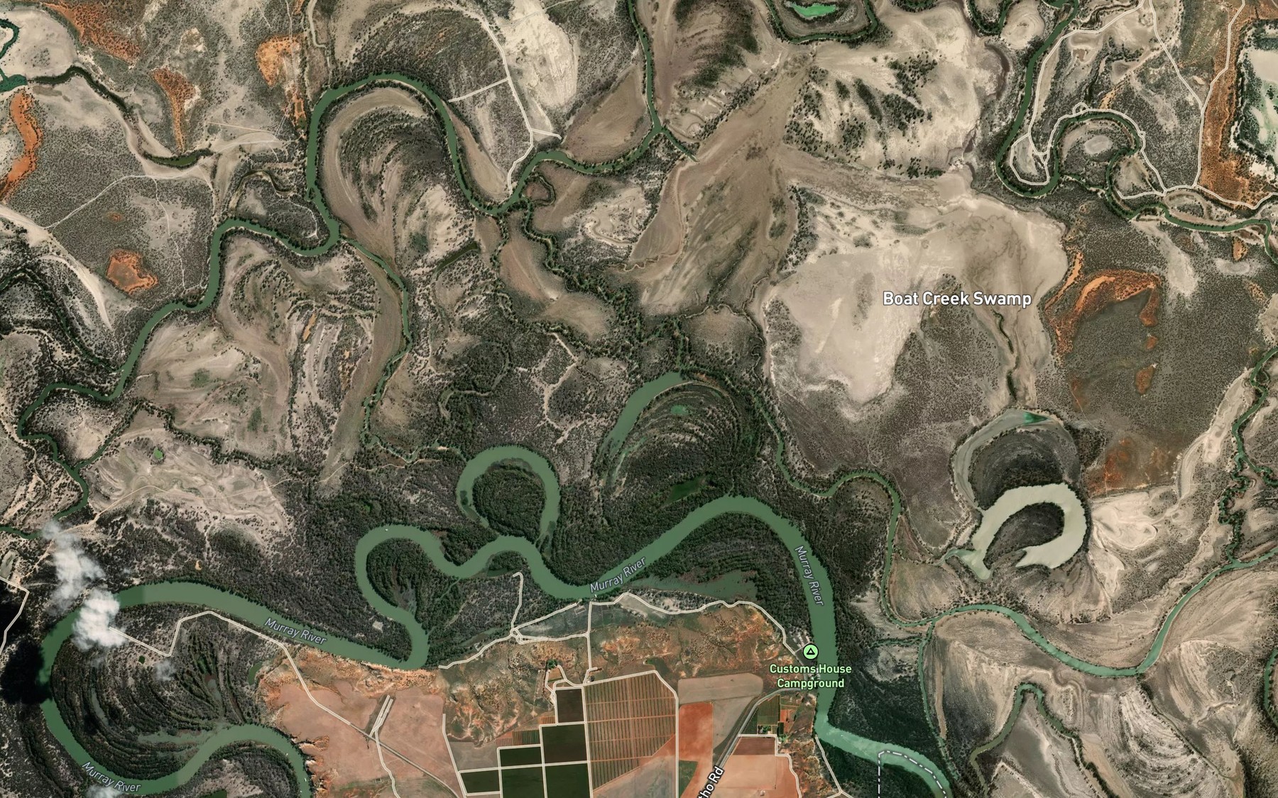 Satellite map of the Slaney Weir Billabong