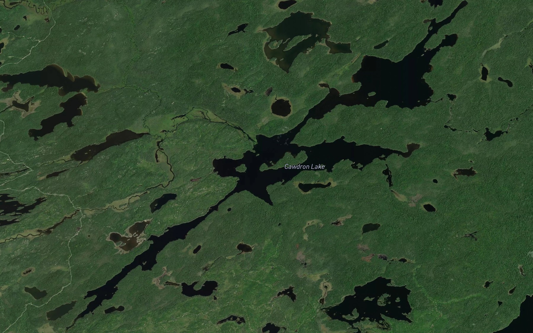 Satellite map of the Cawdron Lake