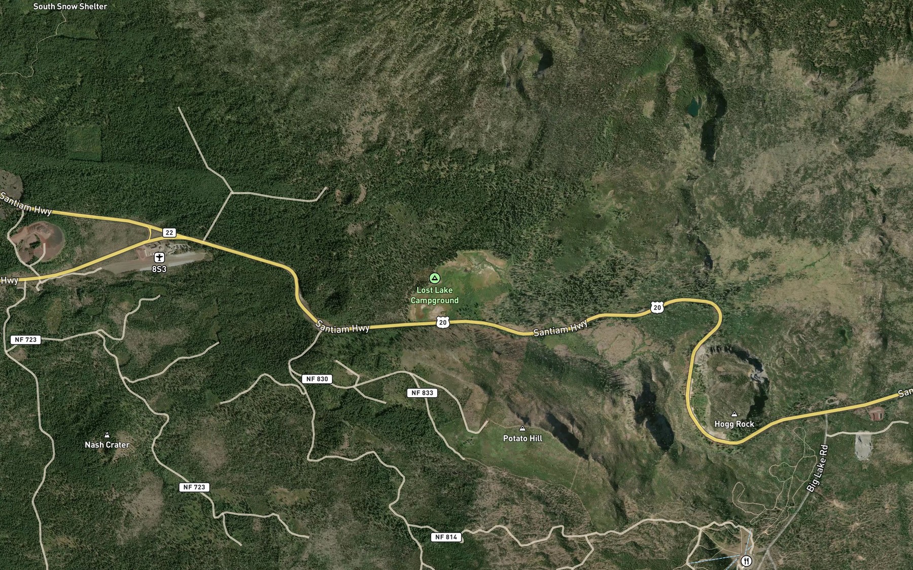 Satellite map of the Lost Lake