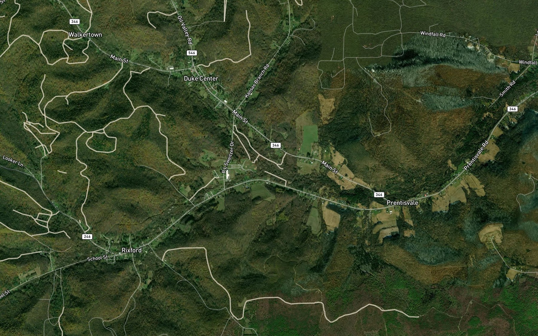 Satellite map of the South Branch Knapp Creek