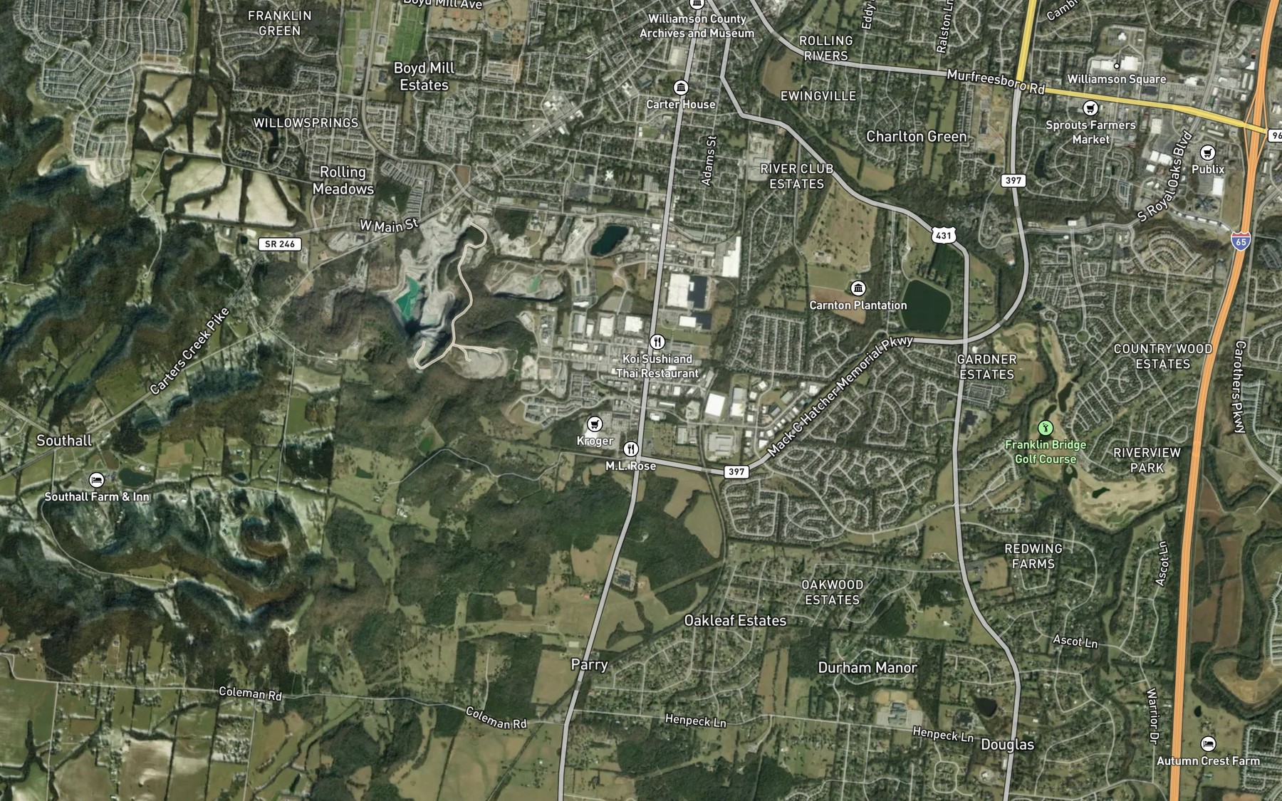 Satellite map of the Widow Neely Branch
