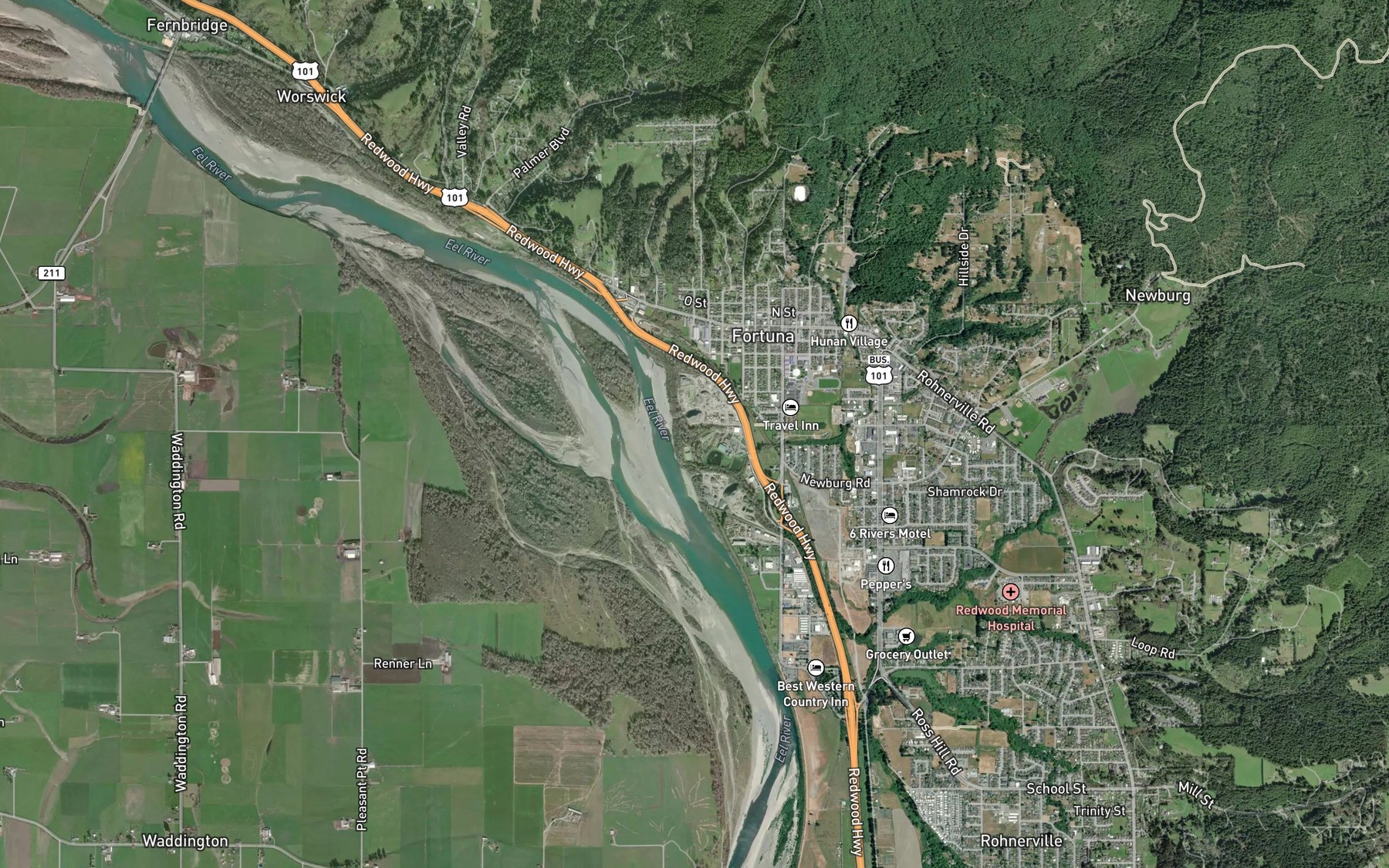 Satellite map of the Rohner Creek