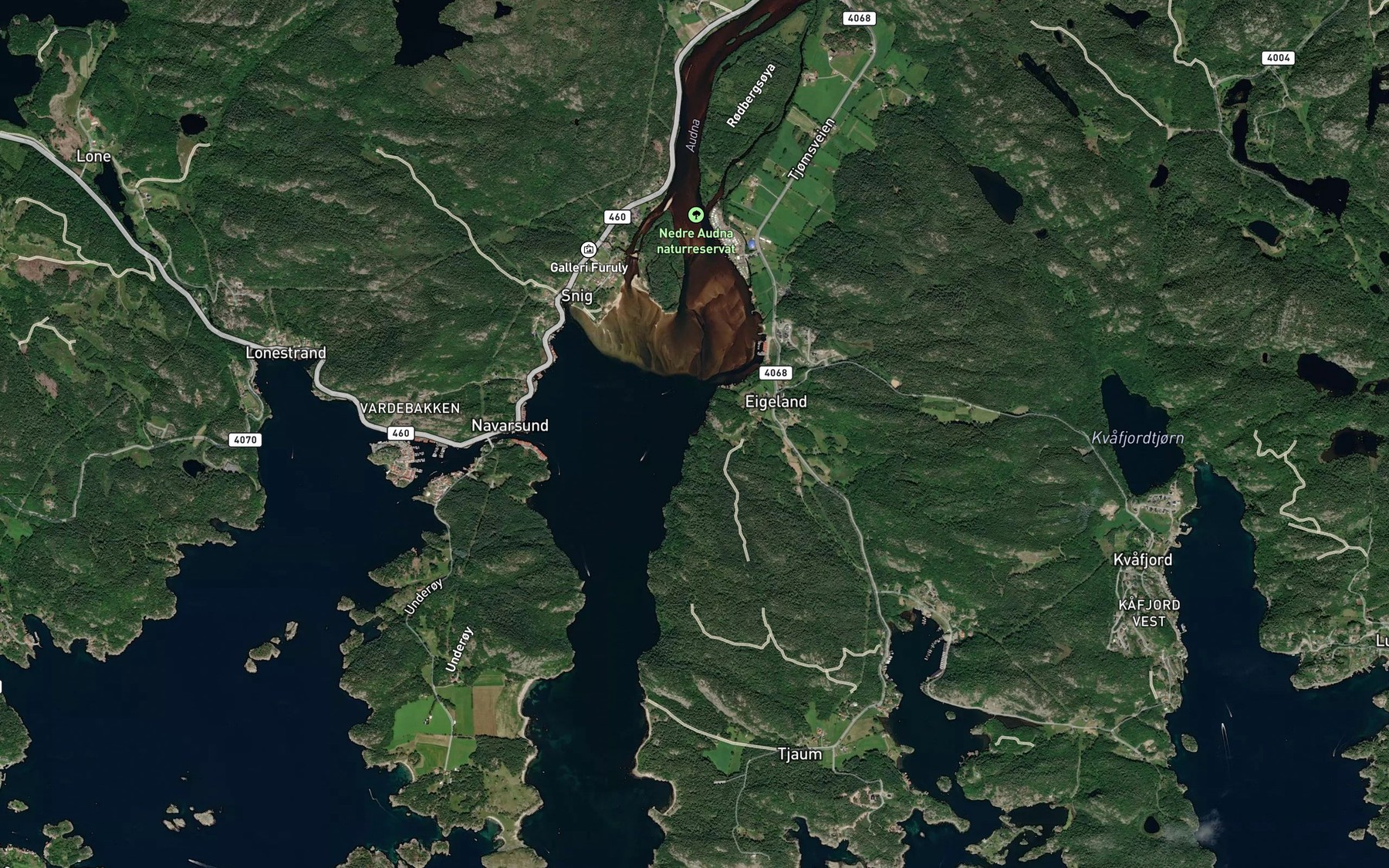 Satellite map of the Borvika