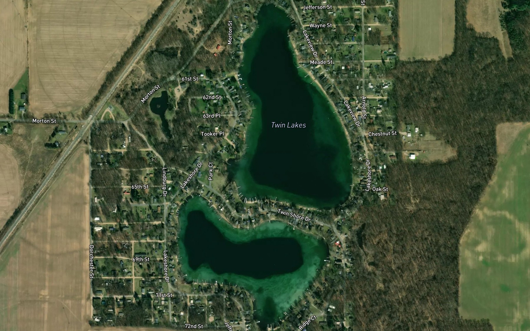 Satellite map of the Twin Lakes