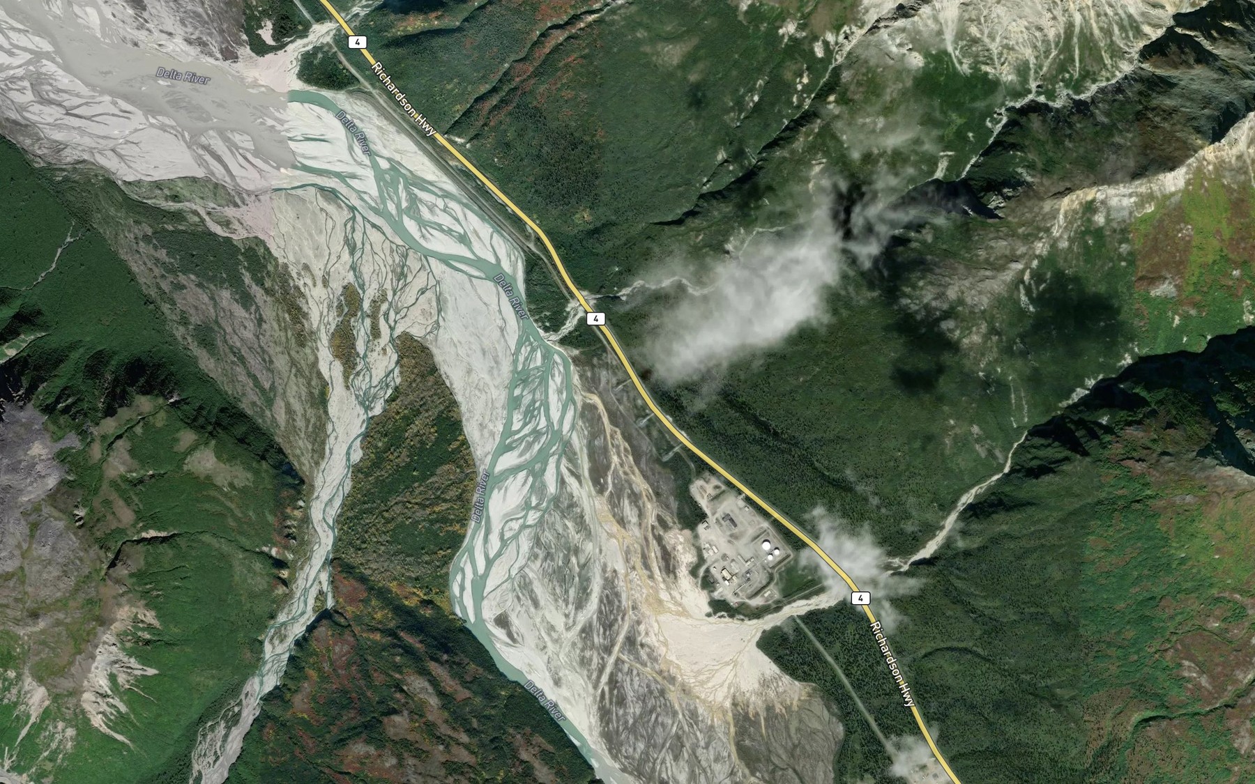 Satellite map of the Trims Creek