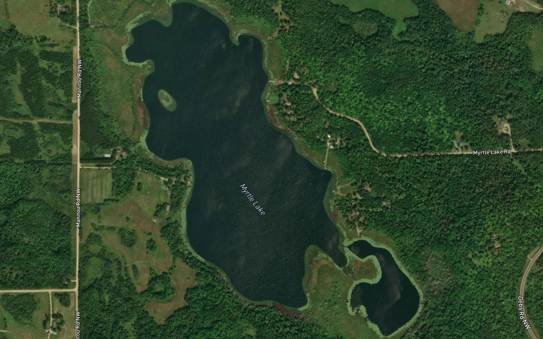 Satellite map of the Myrtle Lake