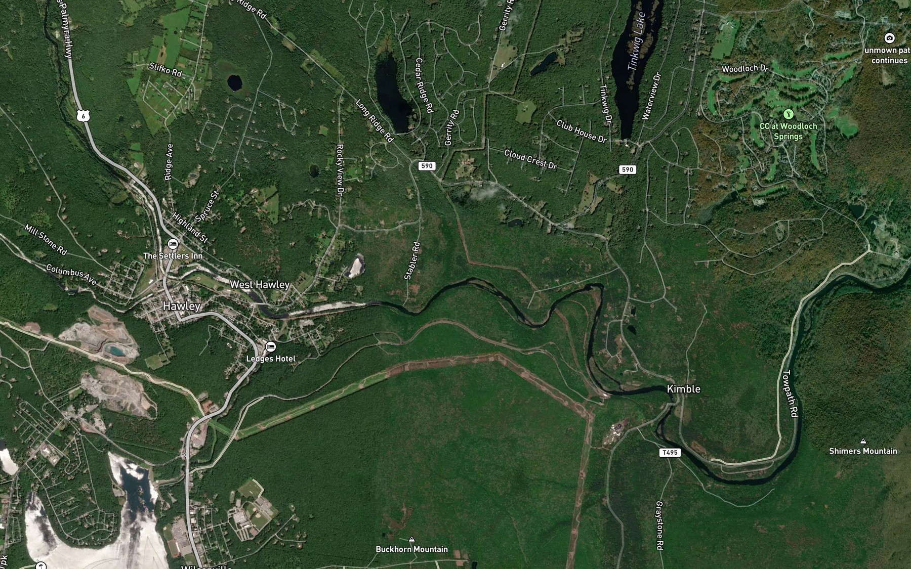 Satellite map of the Swamp Brook