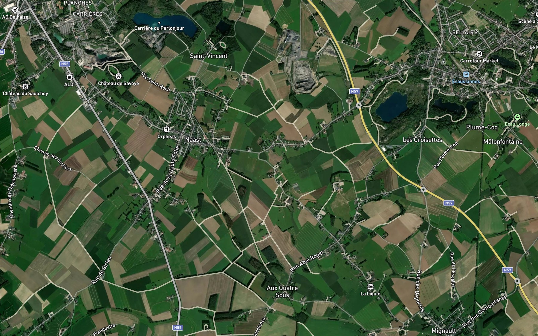 Satellite map of the Ruisseau de la Favarge