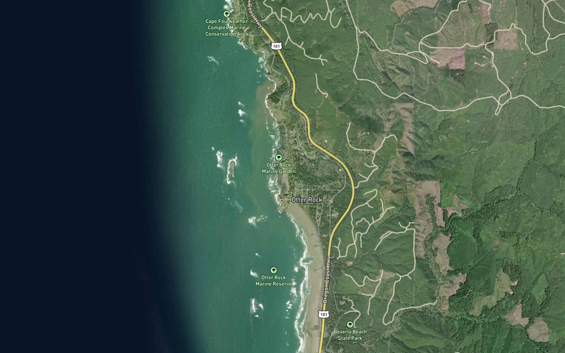 Satellite map of the Dope Creek