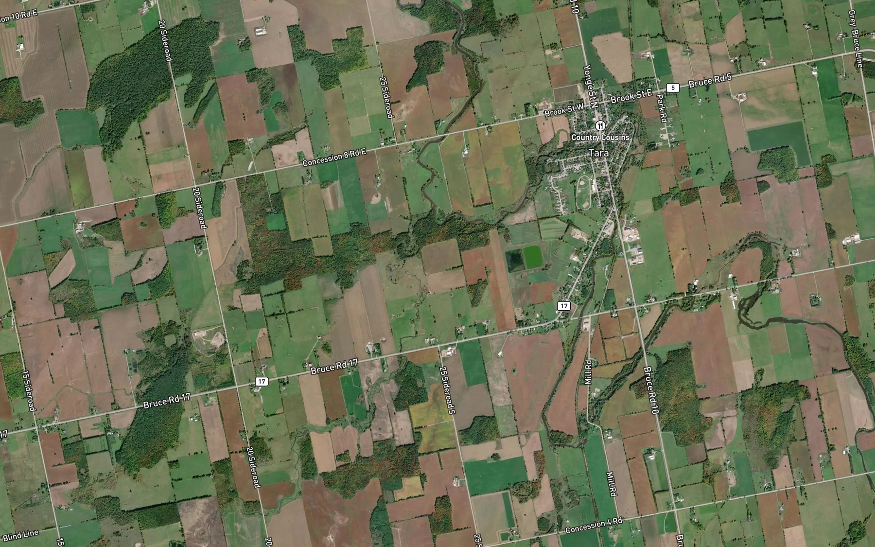Satellite map of the Tara Creek