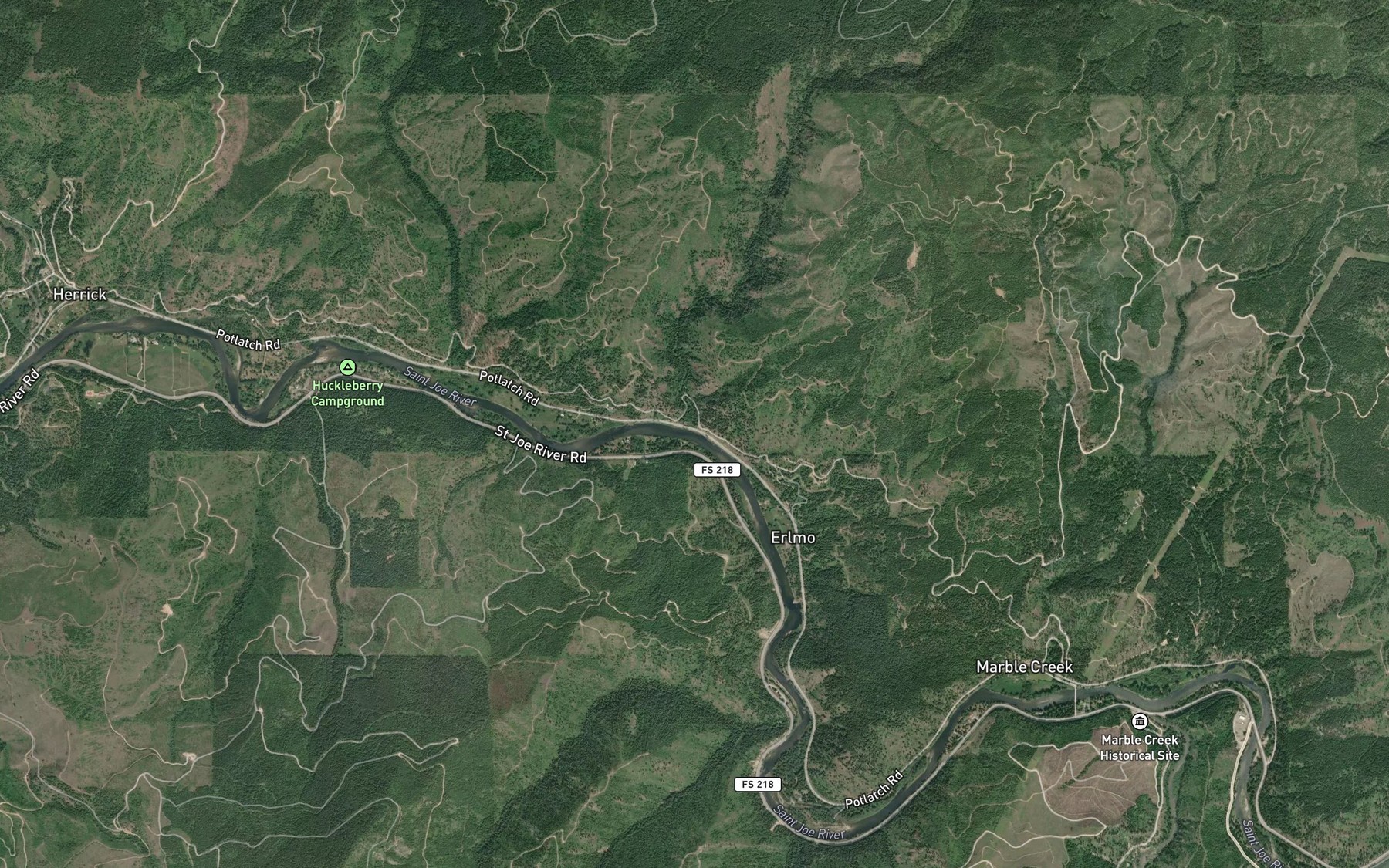 Satellite map of the Black Prince Creek