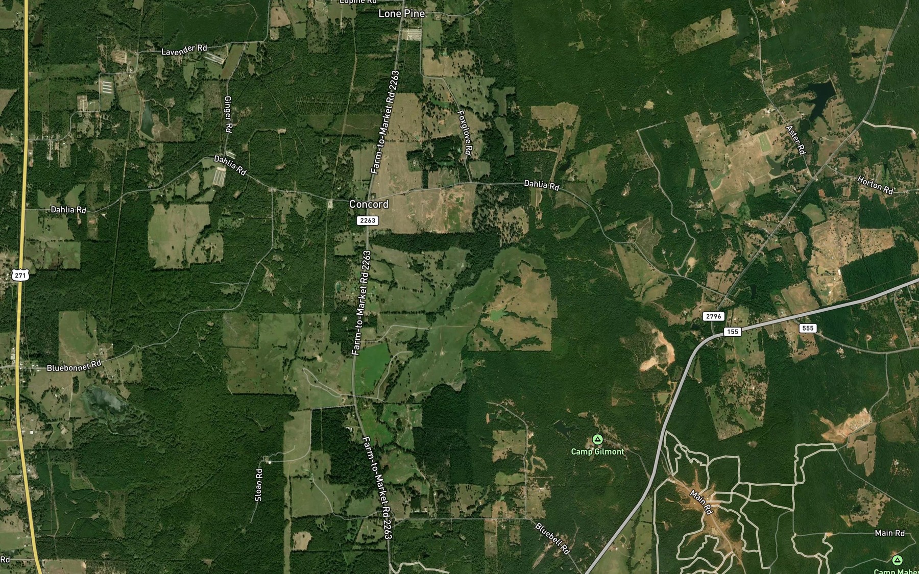 Satellite map of the Bishop Creek