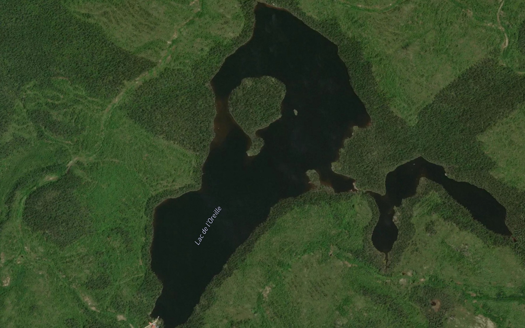 Satellite map of the Lac de l'Oreille