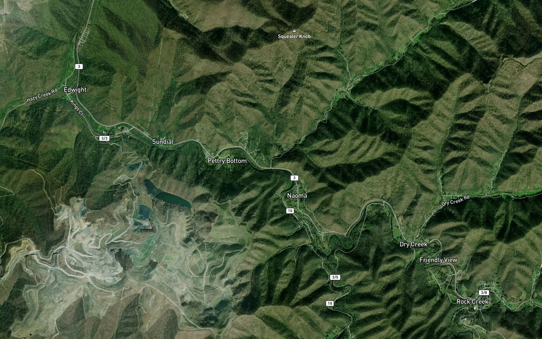 Satellite map of the Horse Creek