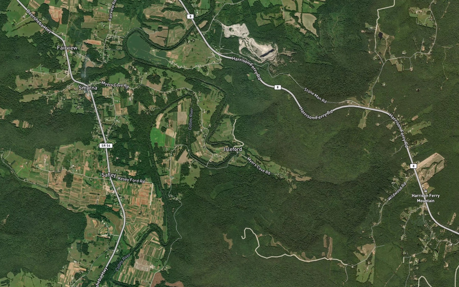 Satellite map of the Panther Creek