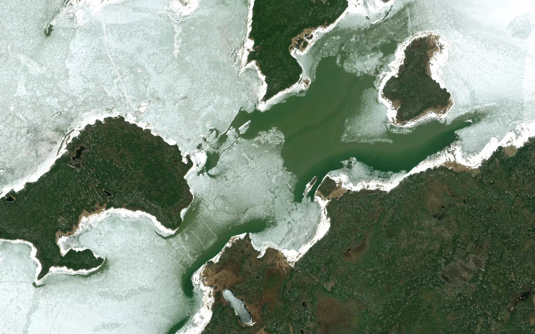 Satellite map of the Ministik Narrows