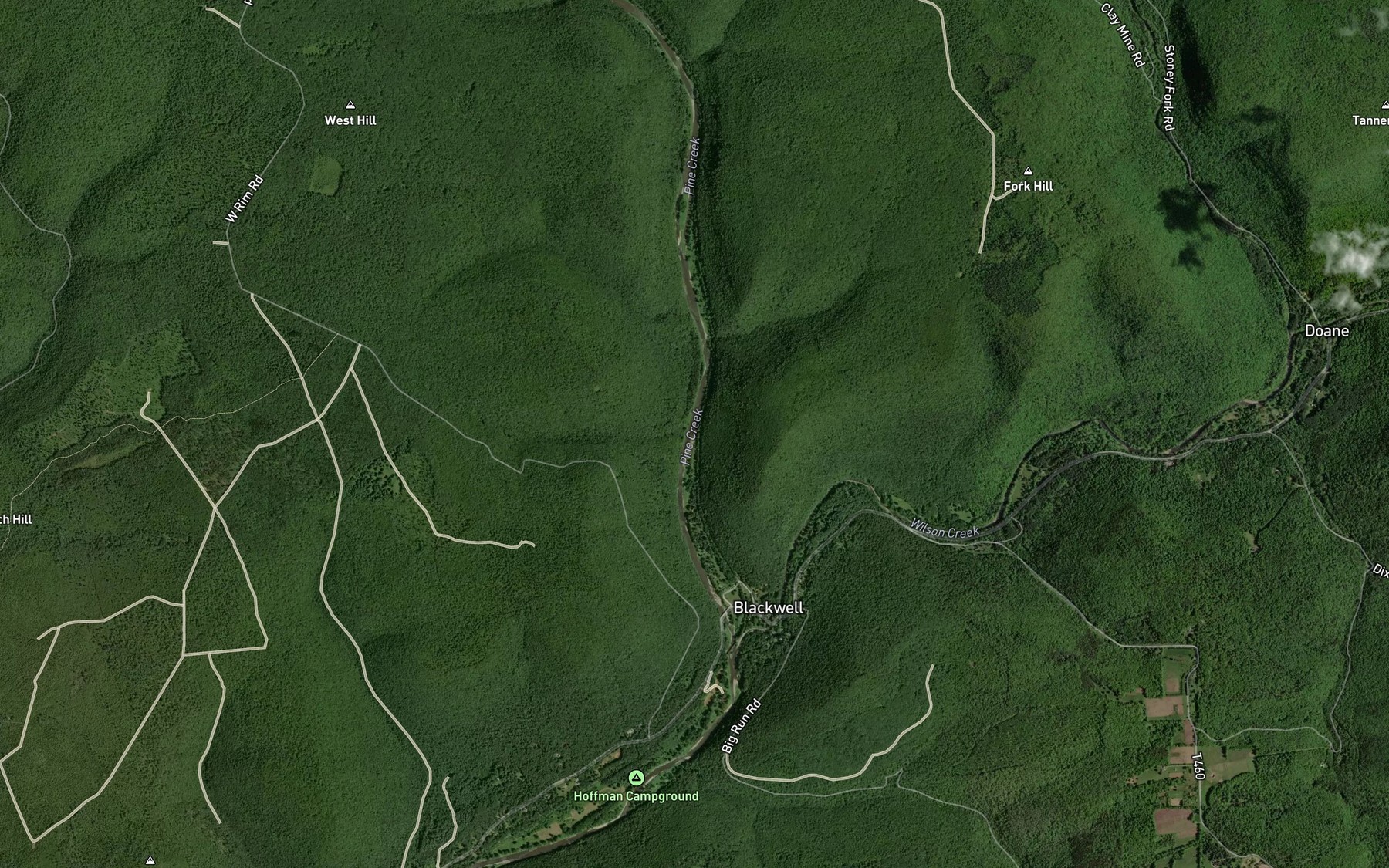 Satellite map of the Jerry Run