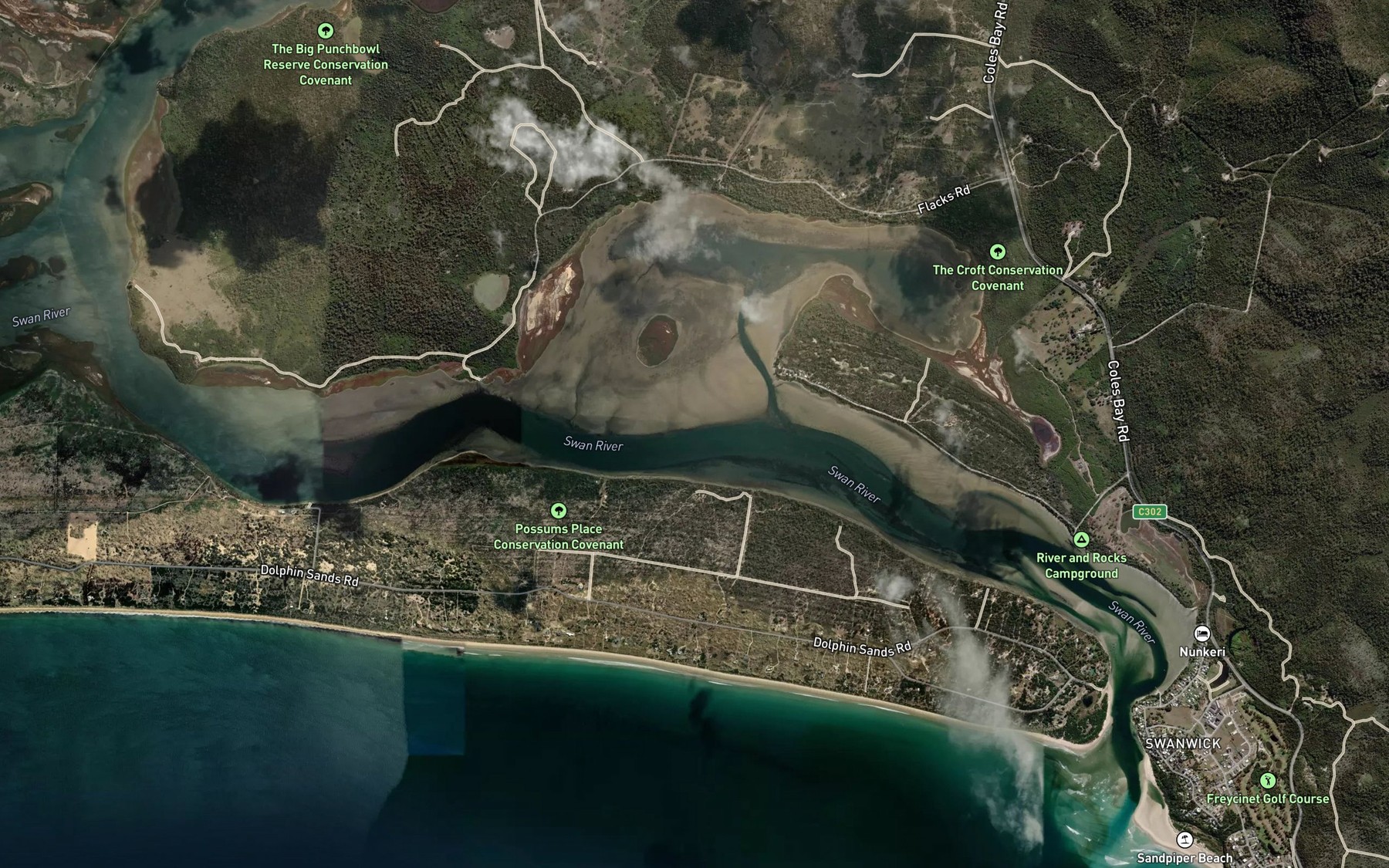 Satellite map of the Pelican Bay