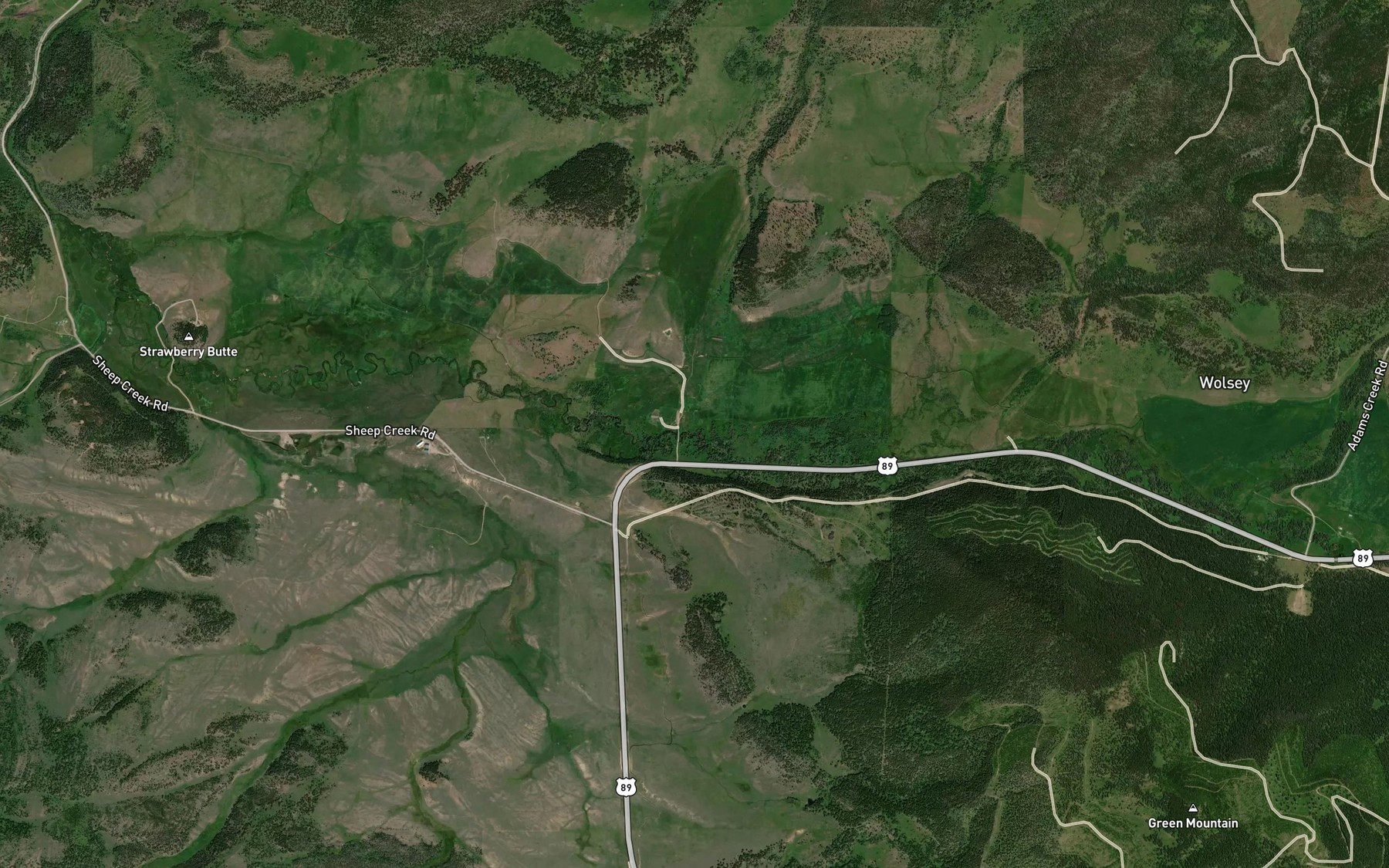 Satellite map of the Kinney Creek