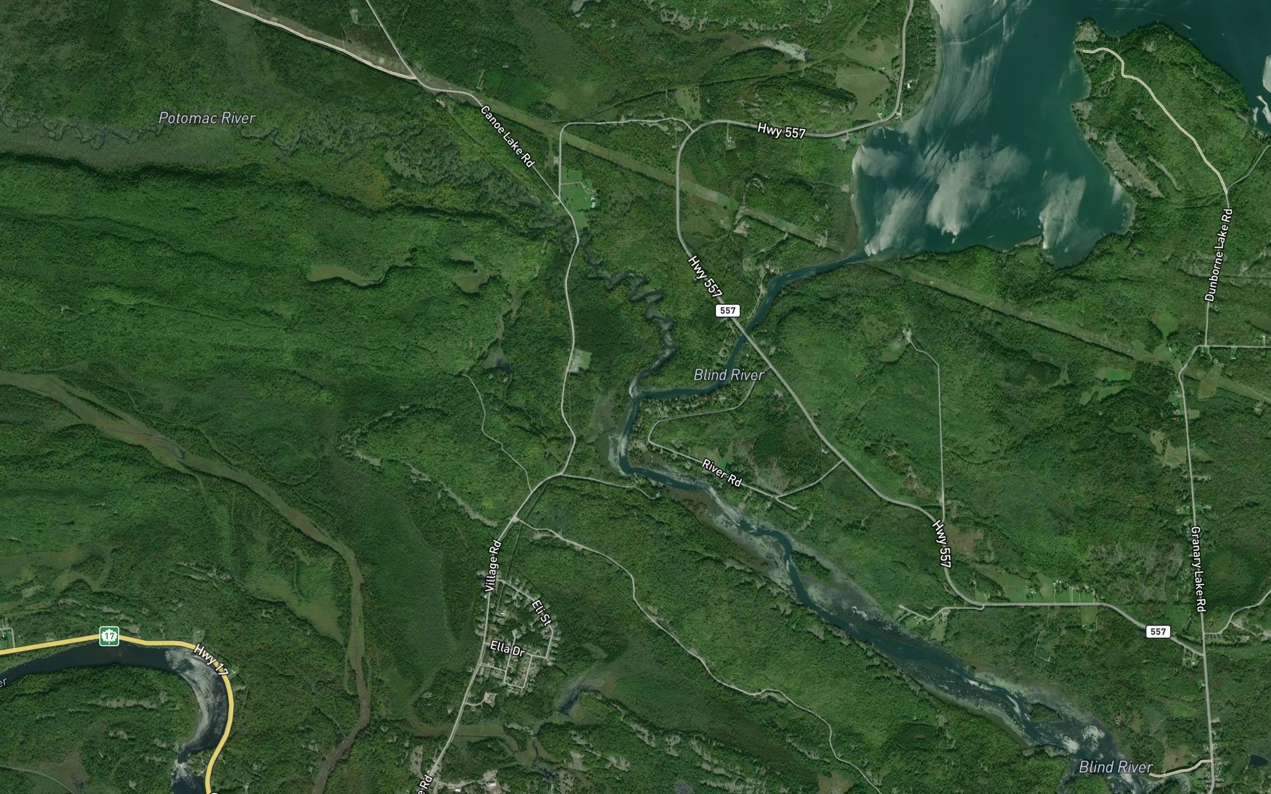 Satellite map of the Potomac River