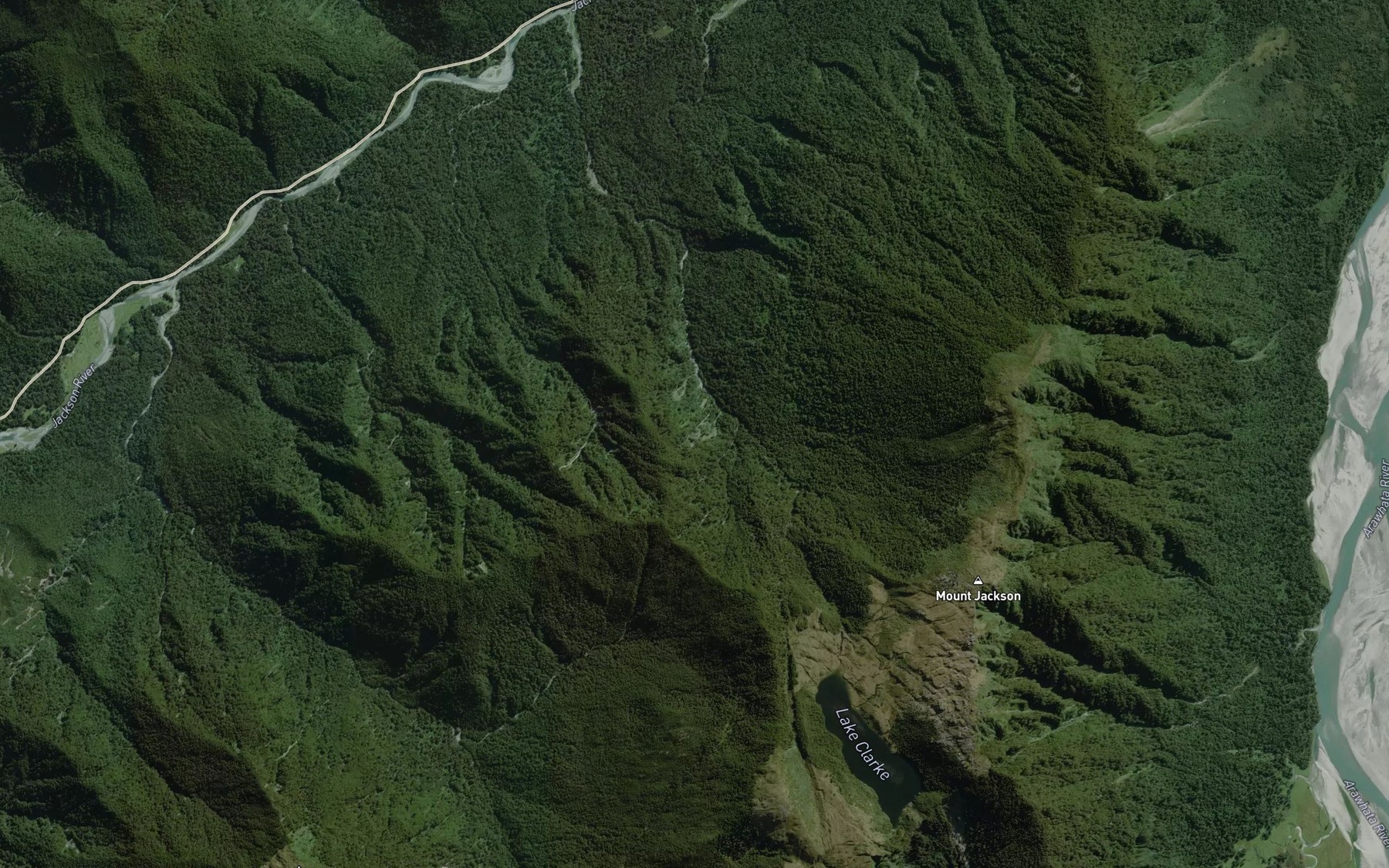 Satellite map of the Sweetheart Creek