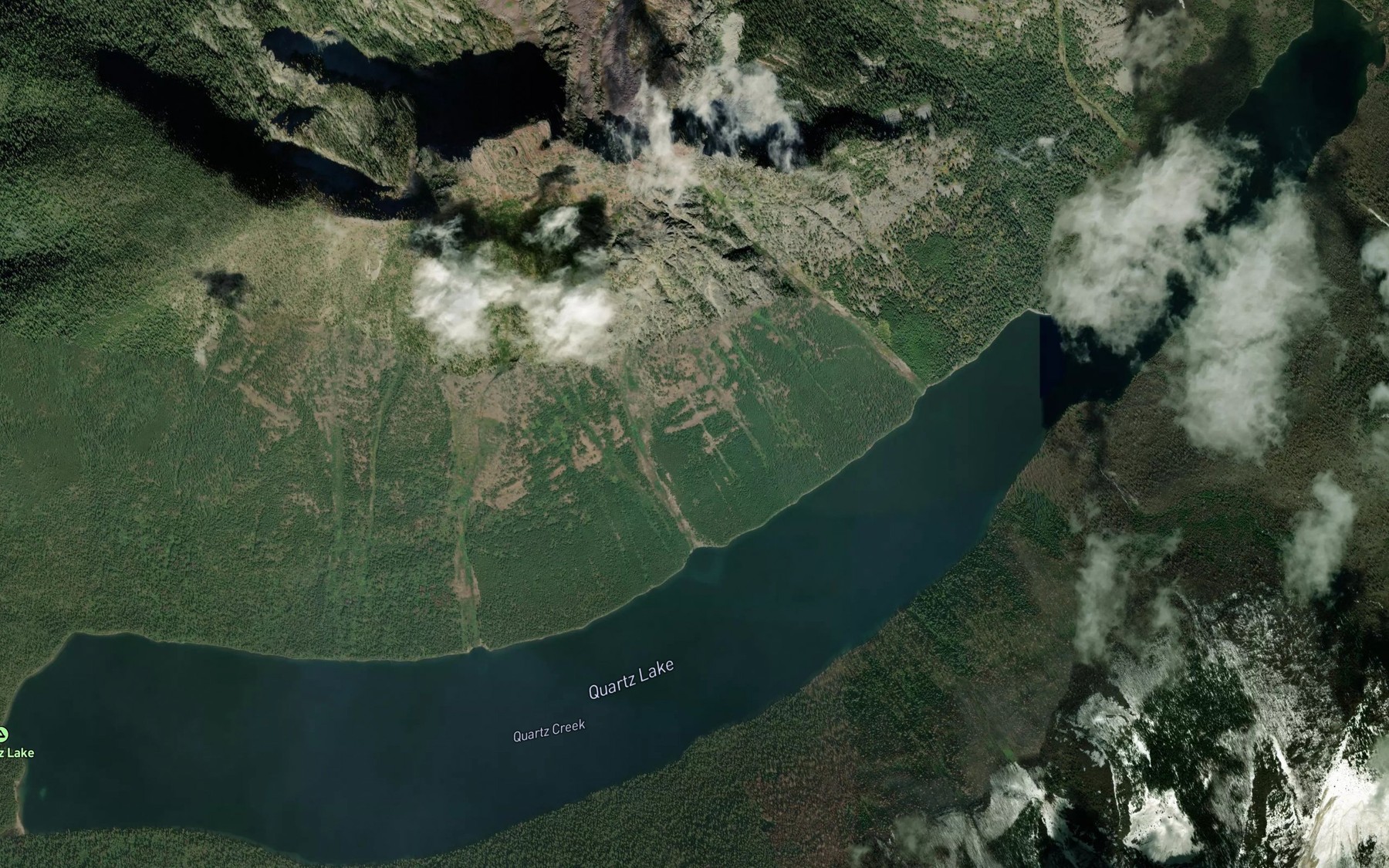 Satellite map of the Quartz Lake