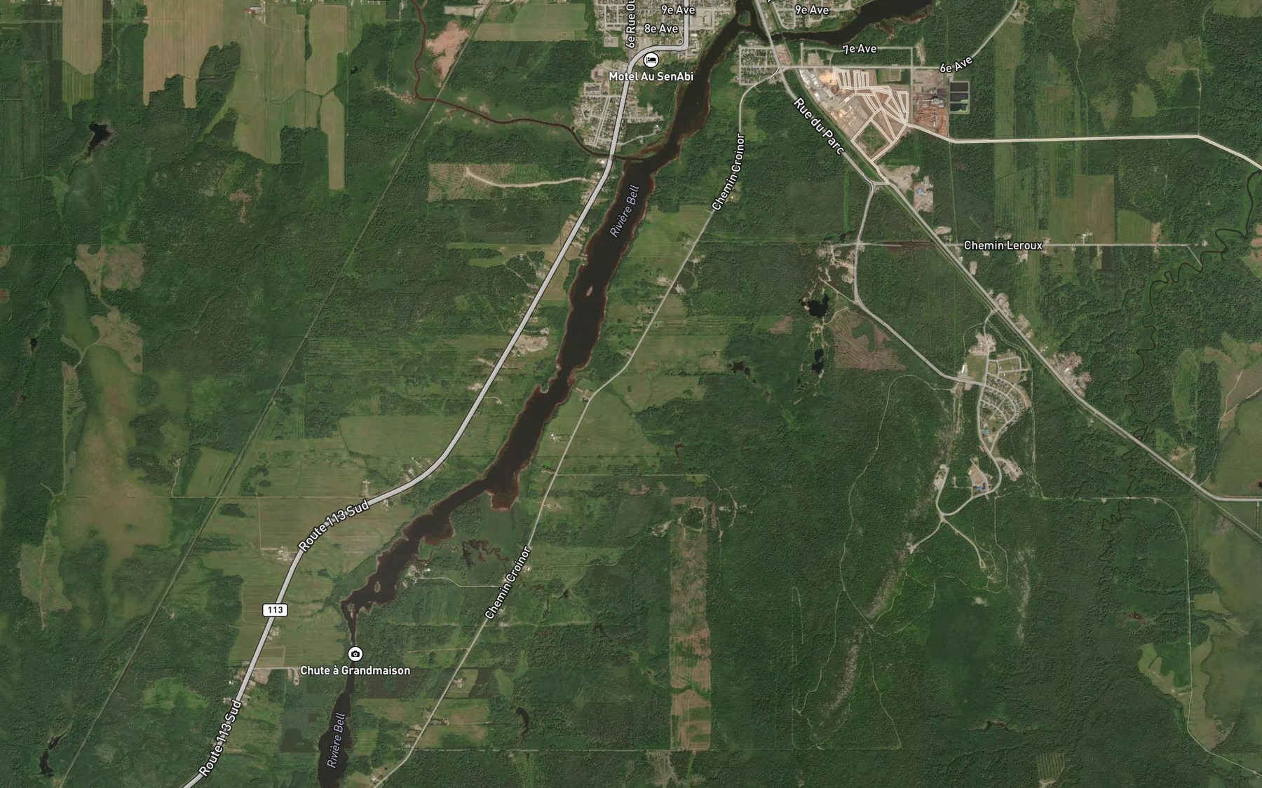 Satellite map of the Ruisseau Bilodeau