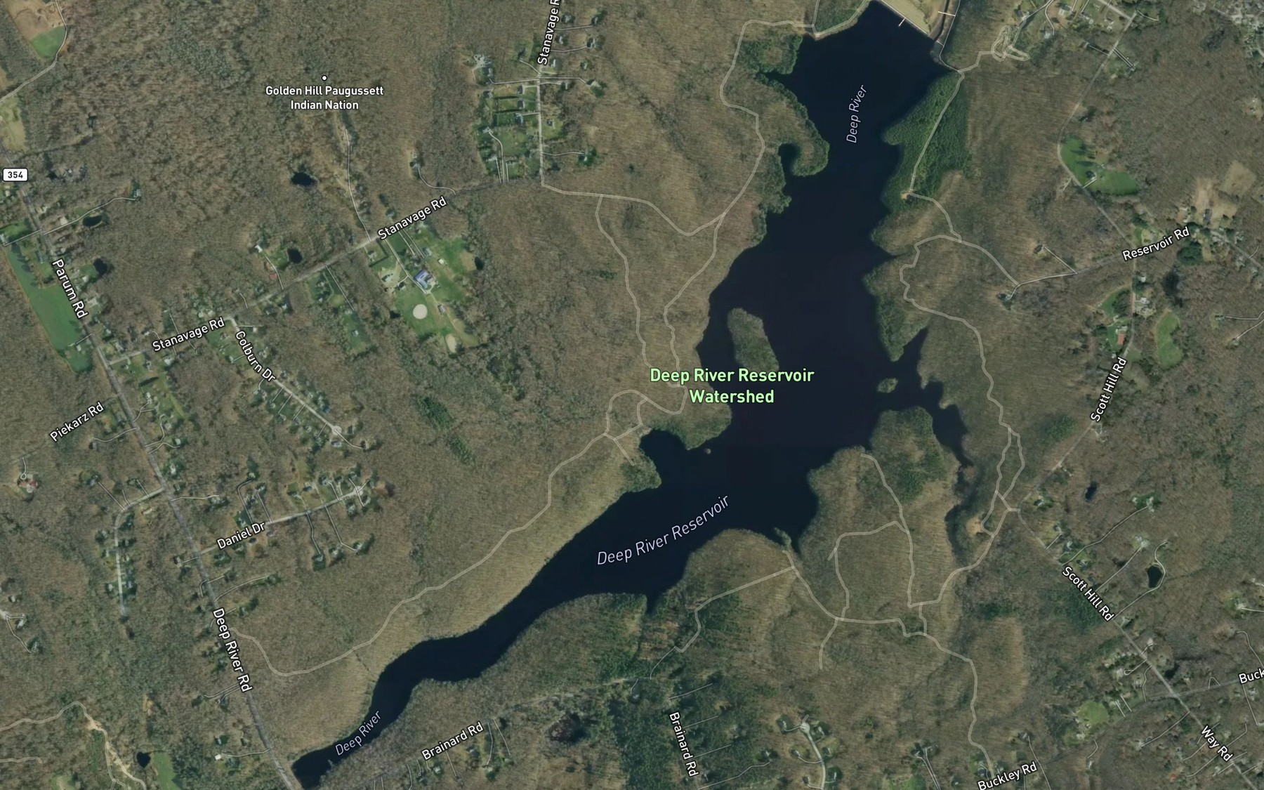 Satellite map of the Deep River Reservoir