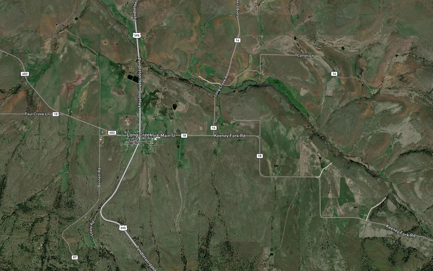 Satellite map of the Spring Creek