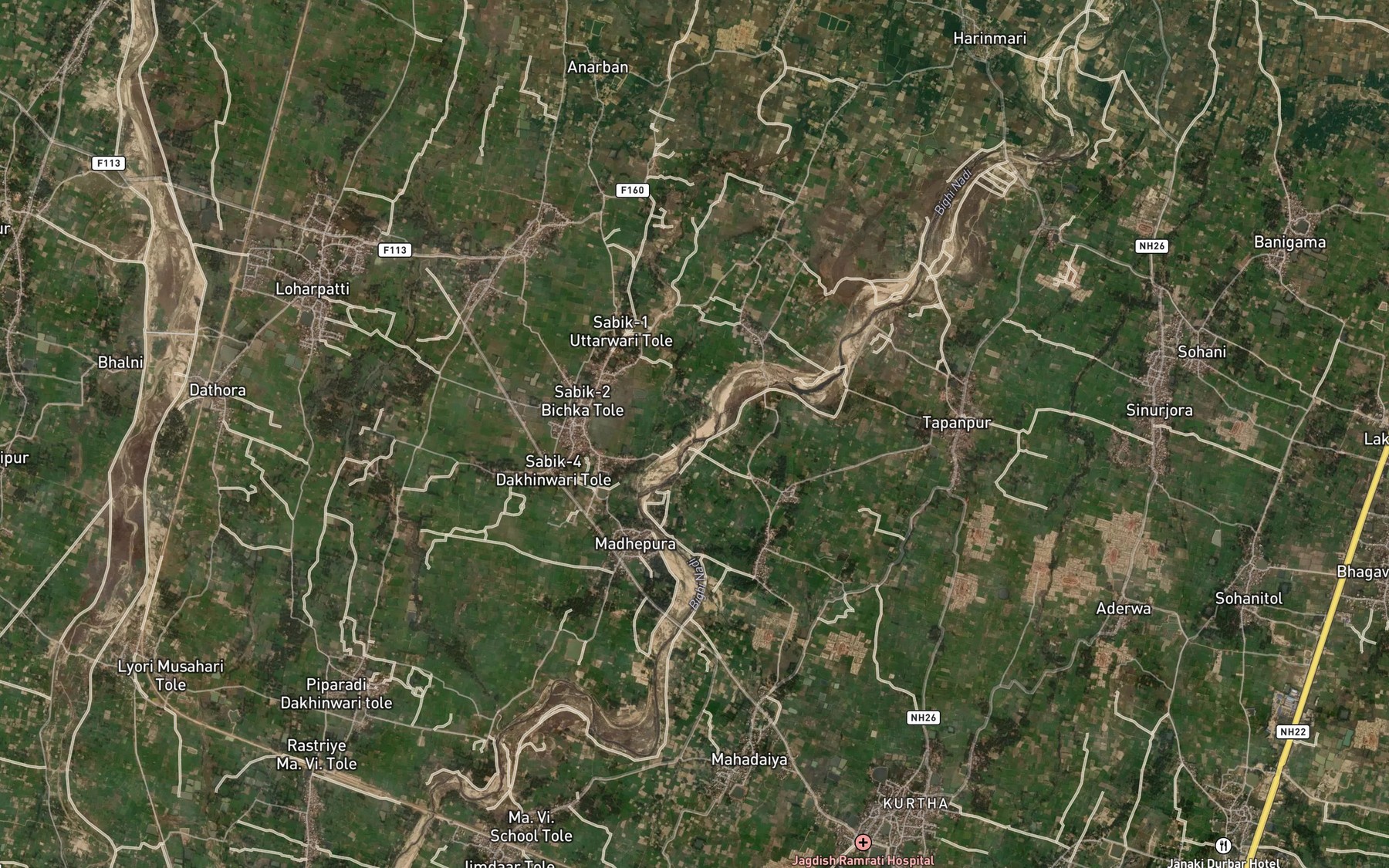 Satellite map of the Pathara Nadi