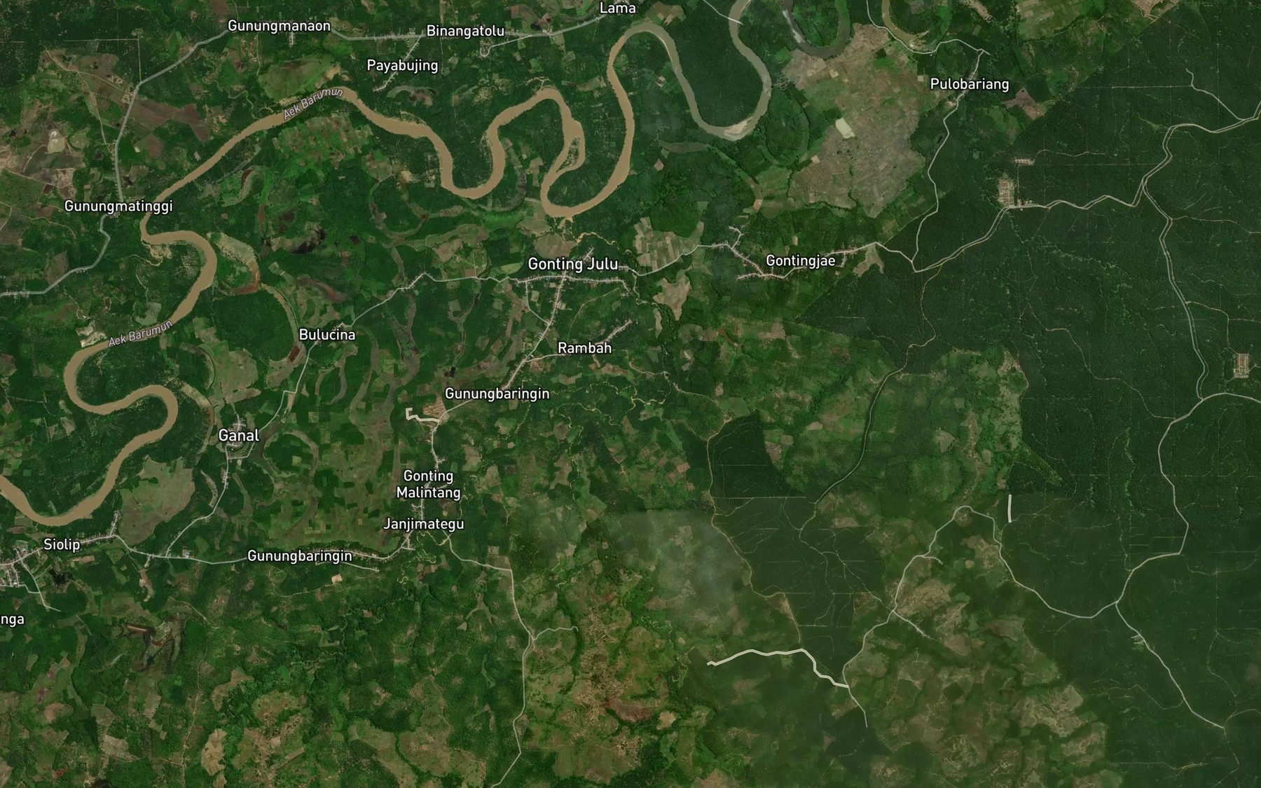 Satellite map of the Aek Ungka