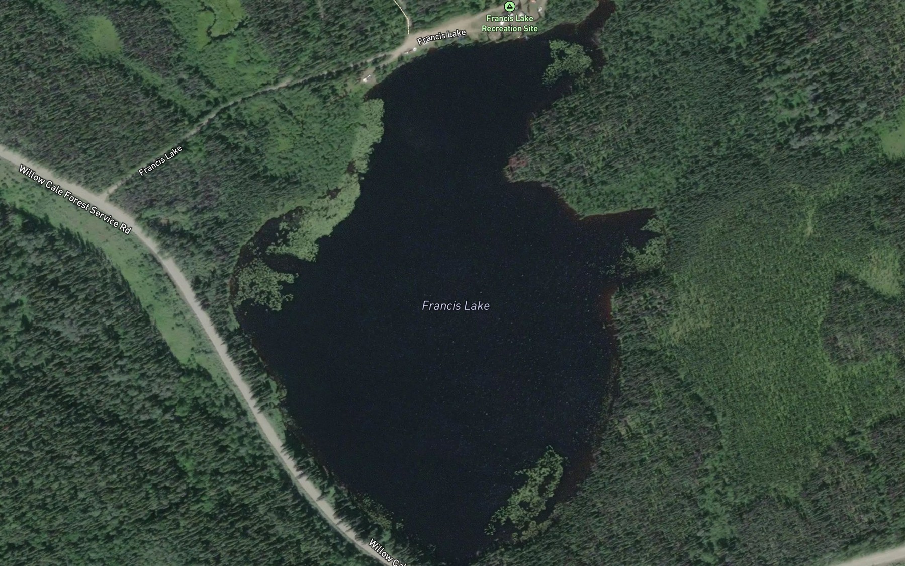Satellite map of the Francis Lake