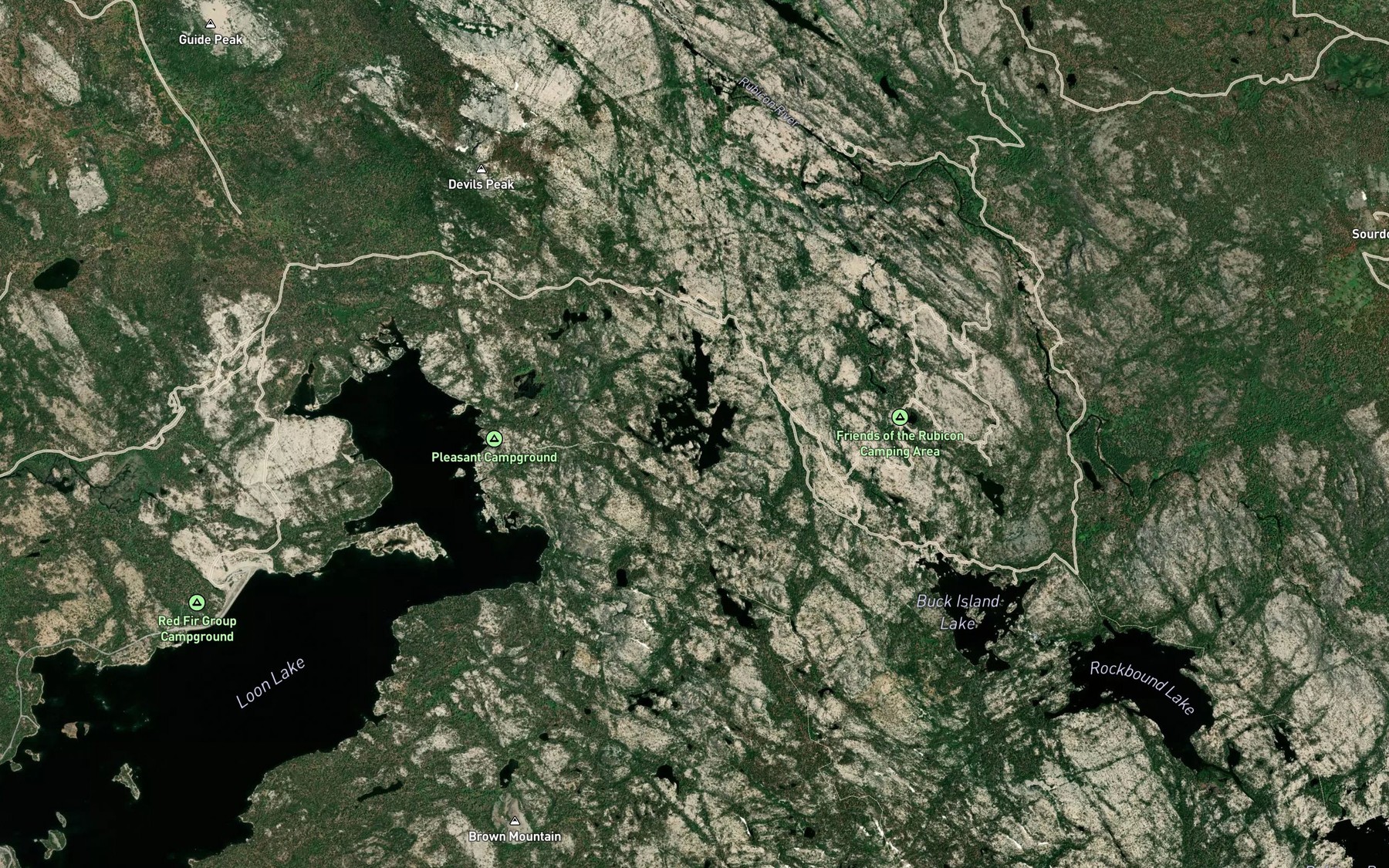Satellite map of the Spider Lake