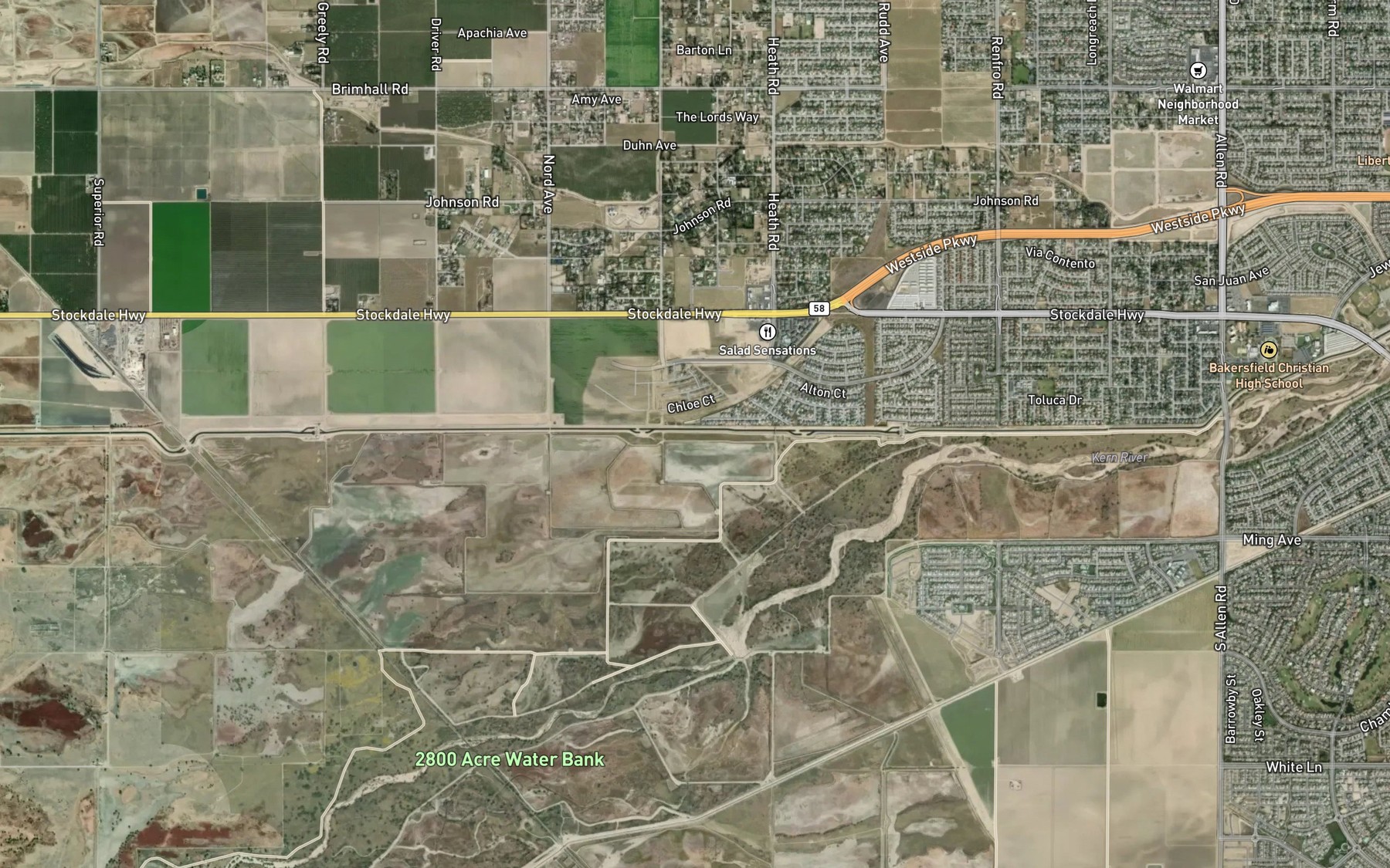 Satellite map of the Cross Valley Canal