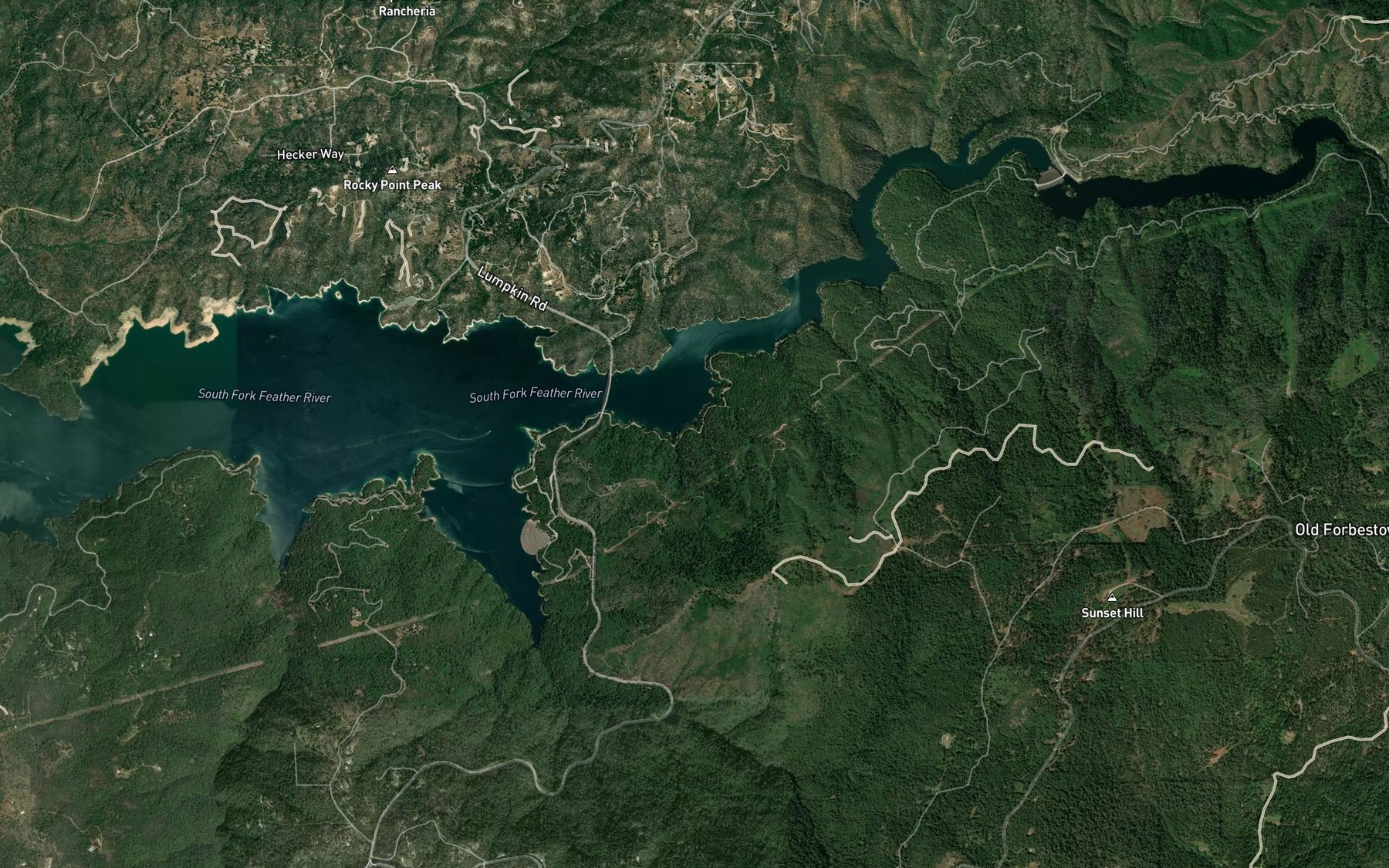 Satellite map of the Miners Ranch Canal