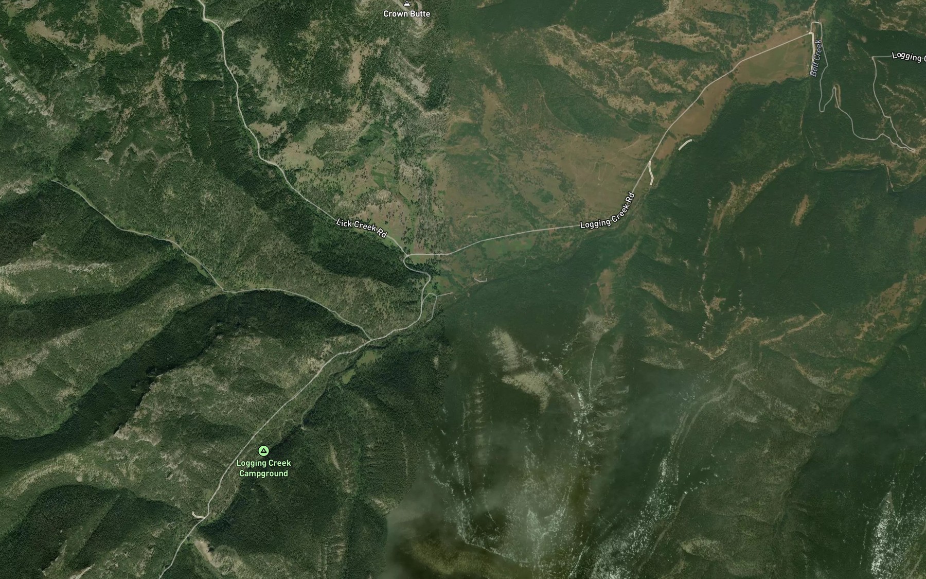 Satellite map of the Lick Creek