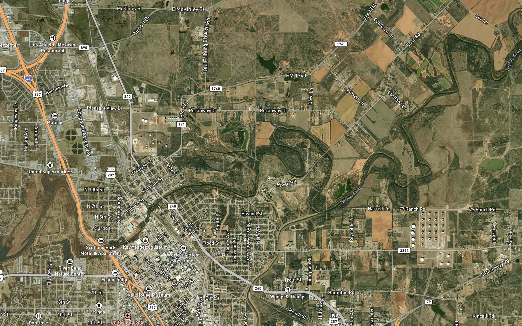 Satellite map of the Plum Creek