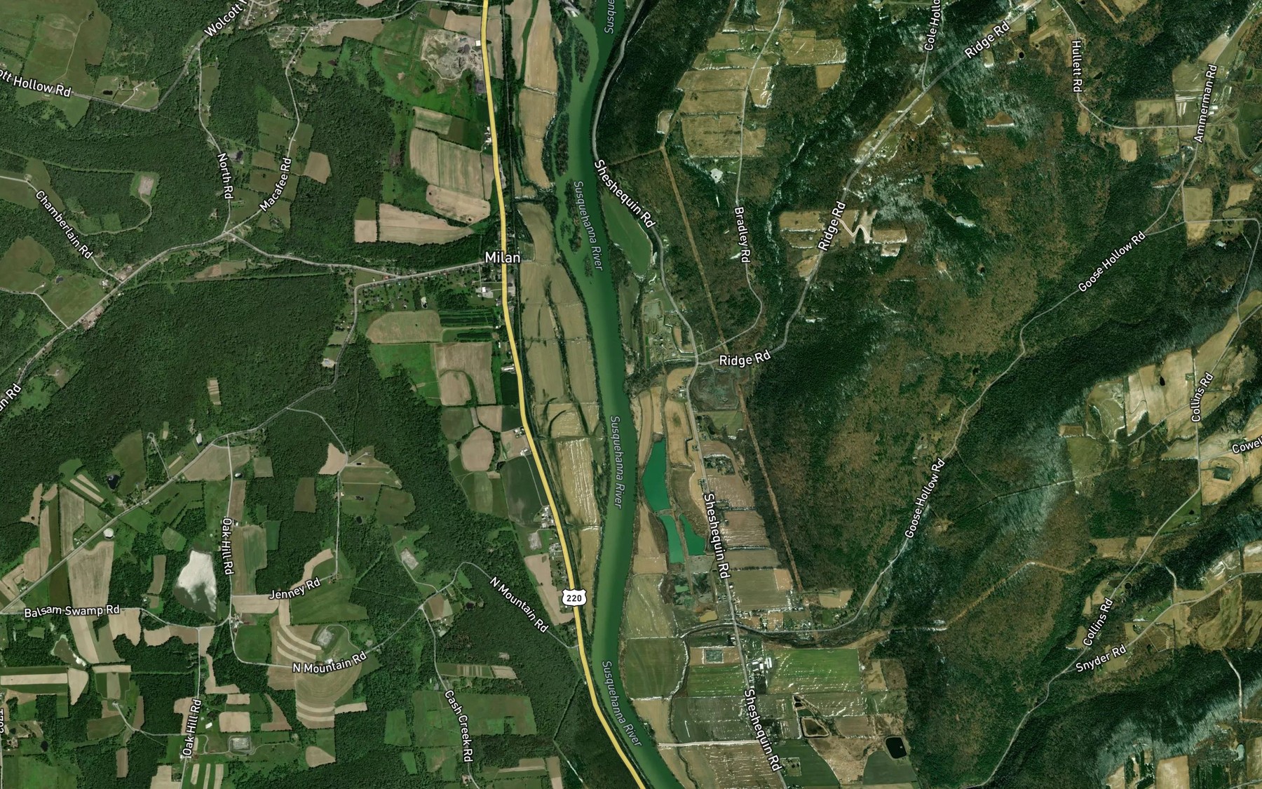 Satellite map of the Mallory Creek