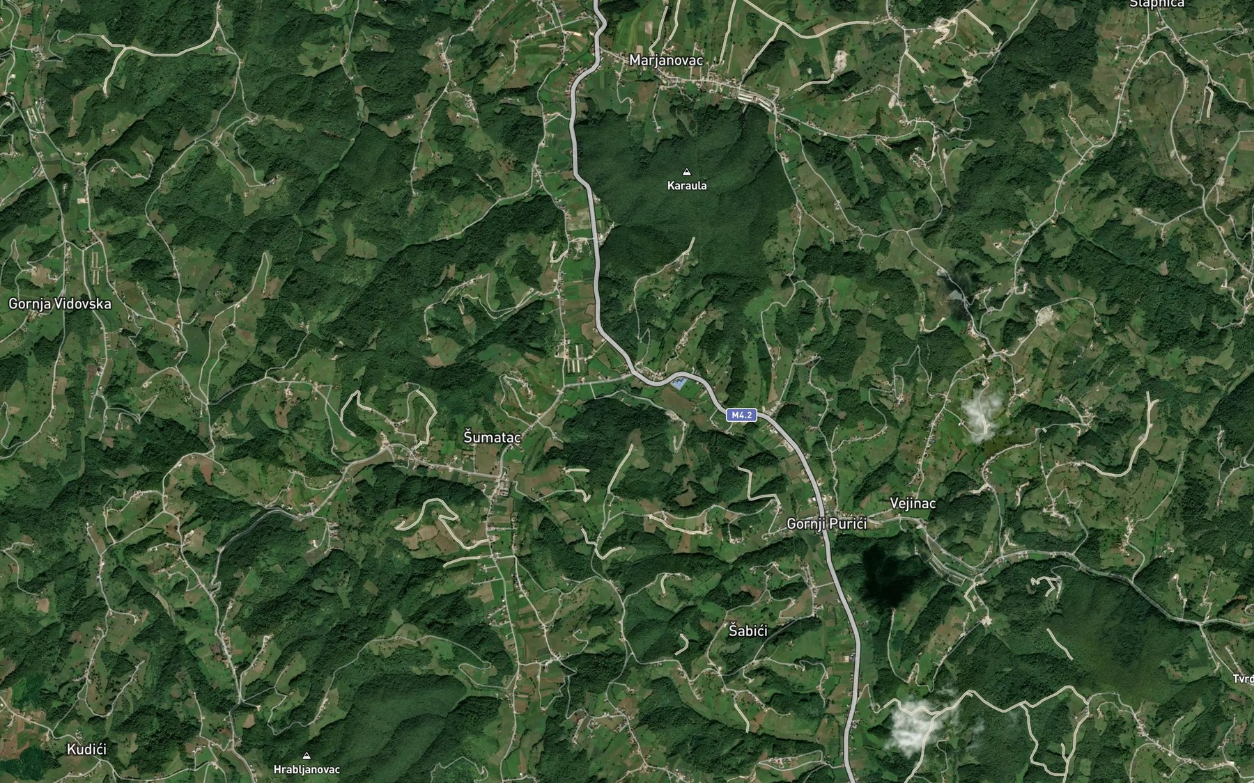 Satellite map of the Pecina