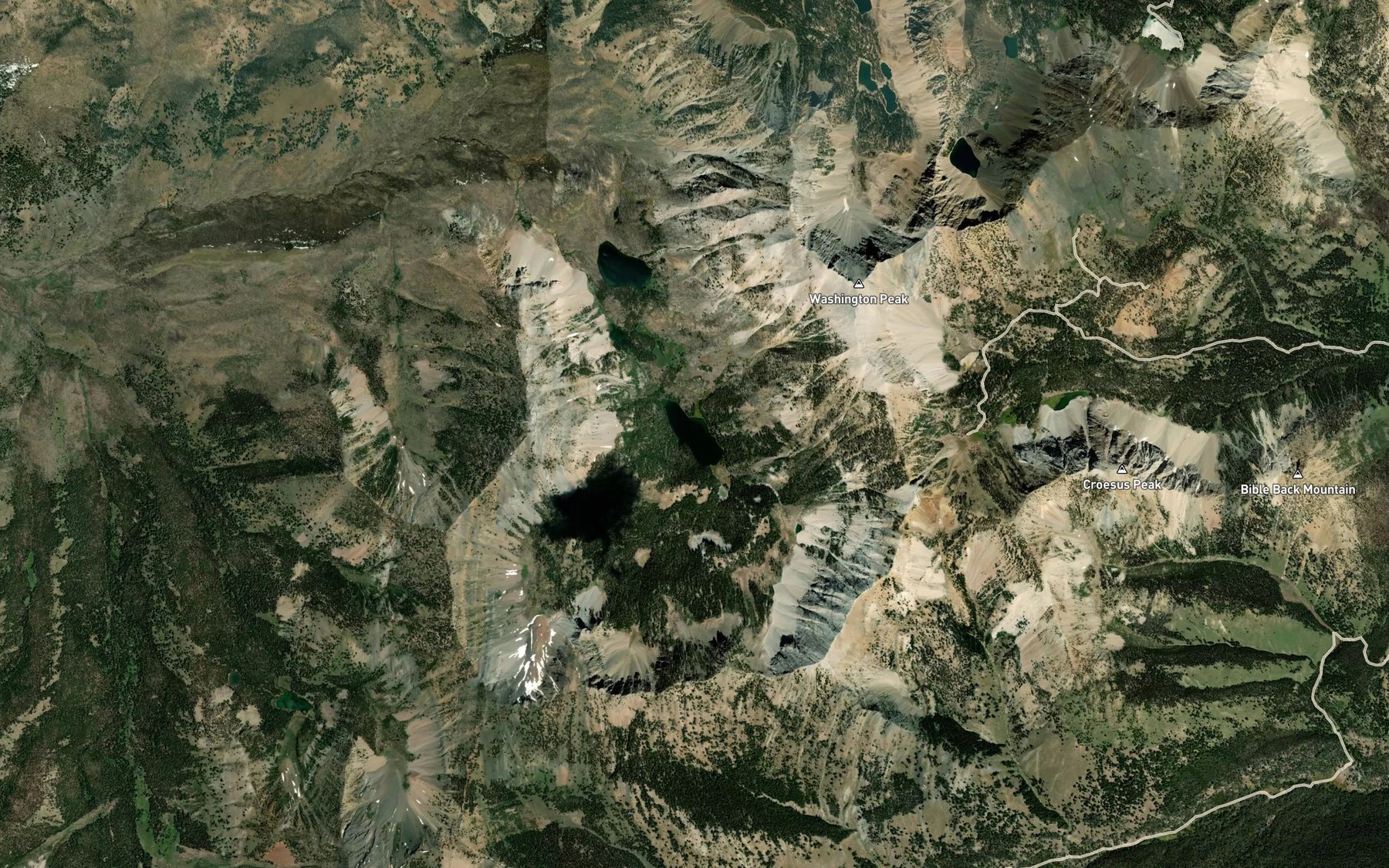 Satellite map of the Champion Lakes