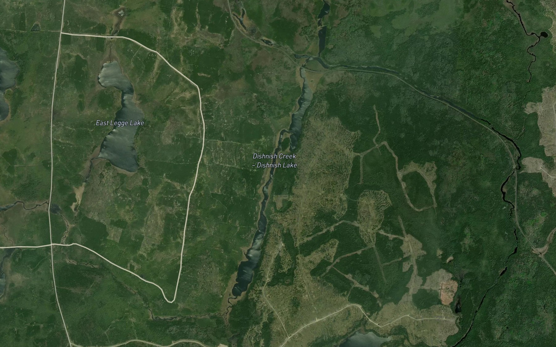 Satellite map of the Dishnish Lake
