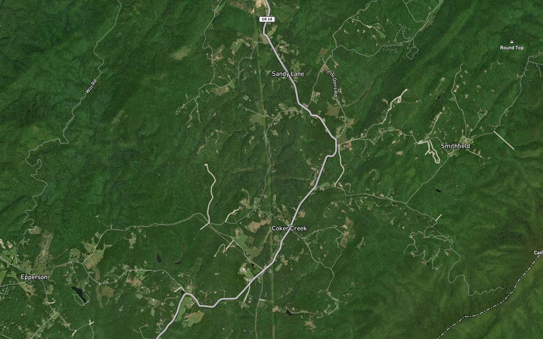 Satellite map of the Beck Branch