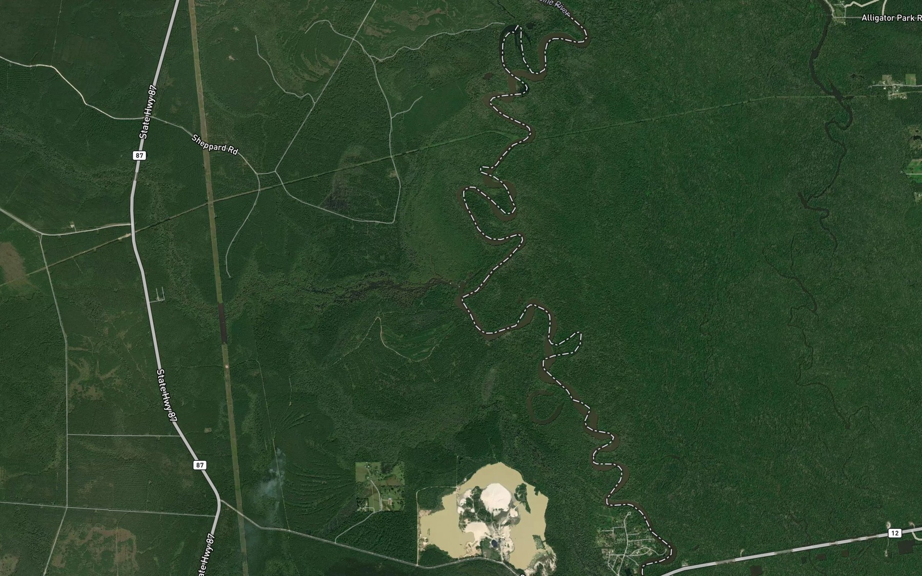 Satellite map of the Cypress Creek