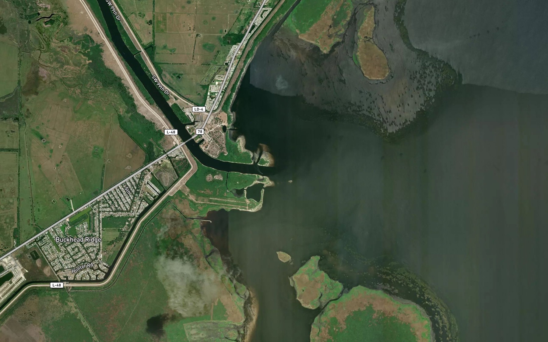 Satellite map of the Kissimmee River